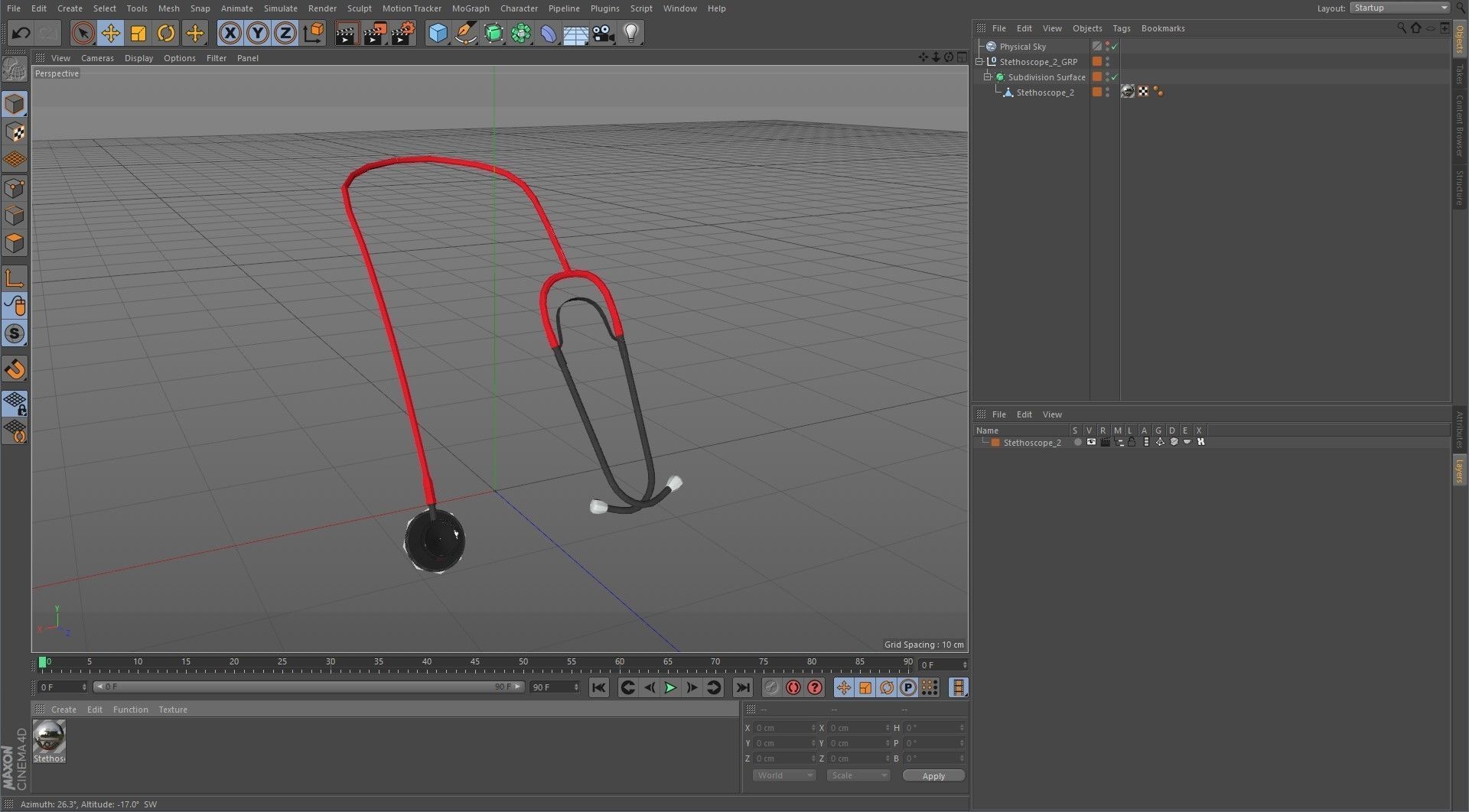Stethoscope 2 Red Low-poly 3D model_21