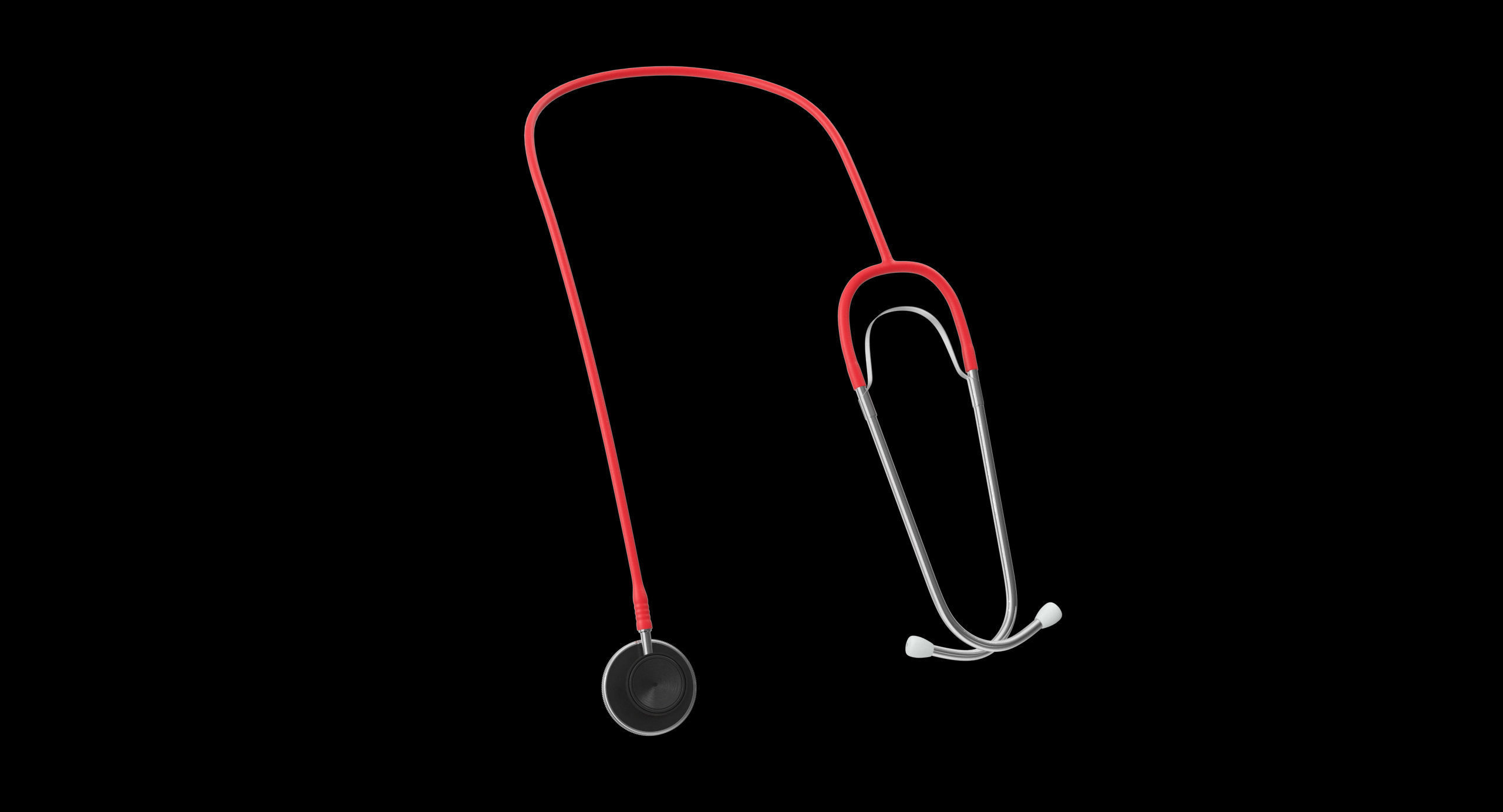 Stethoscope 2 Red Low-poly 3D model_1
