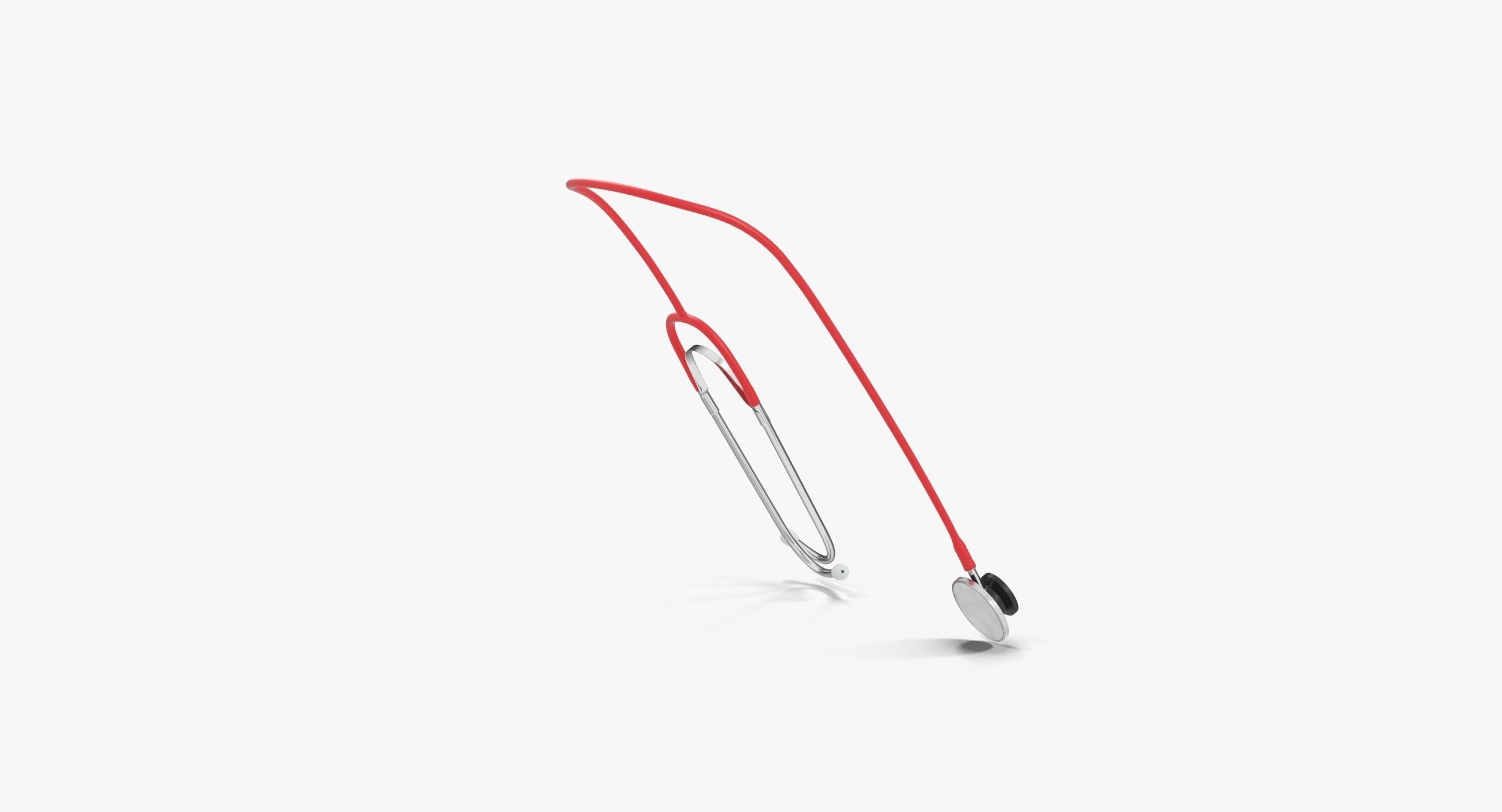 Stethoscope 2 Red Low-poly 3D model_8