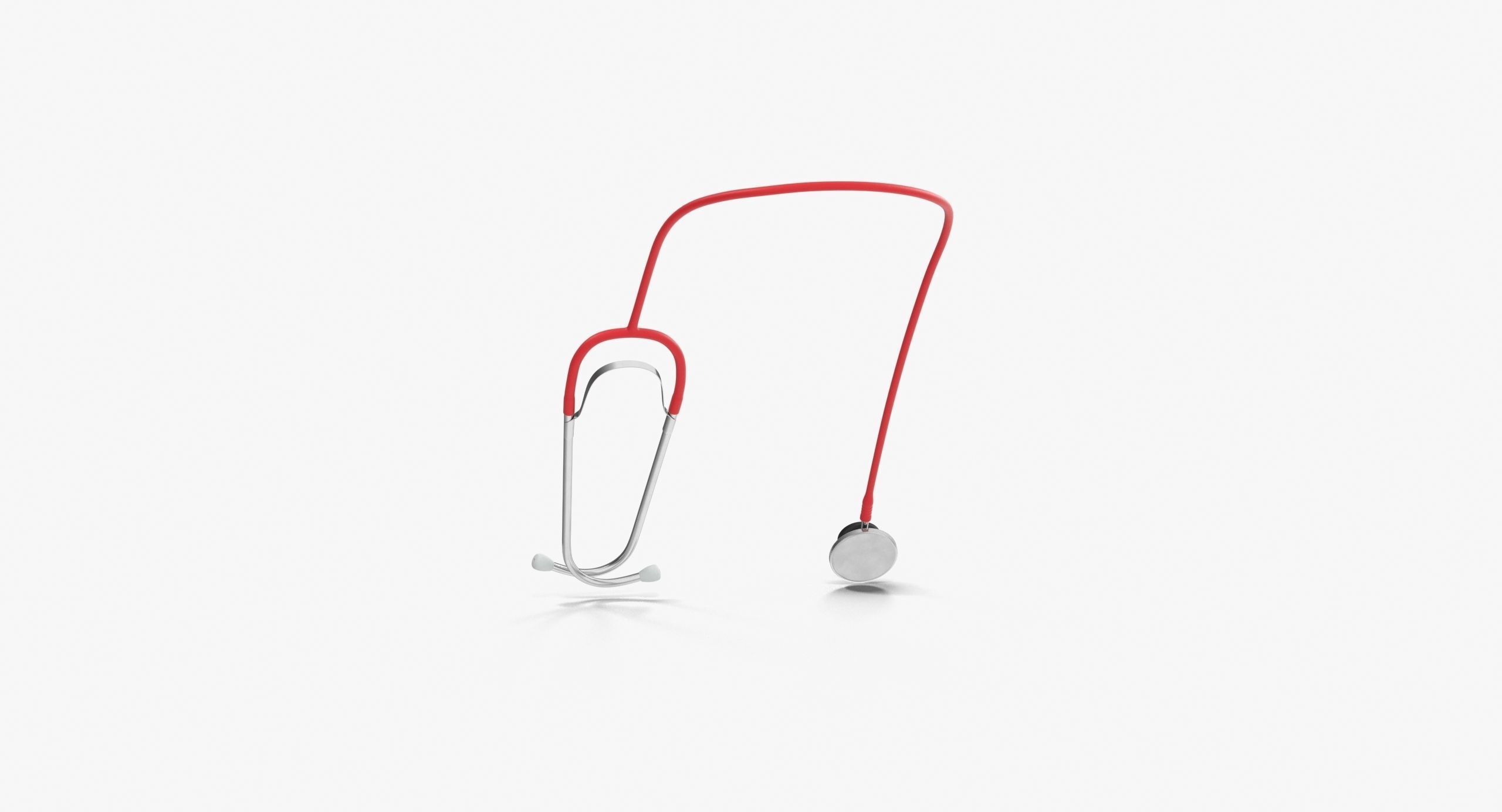 Stethoscope 2 Red Low-poly 3D model_10