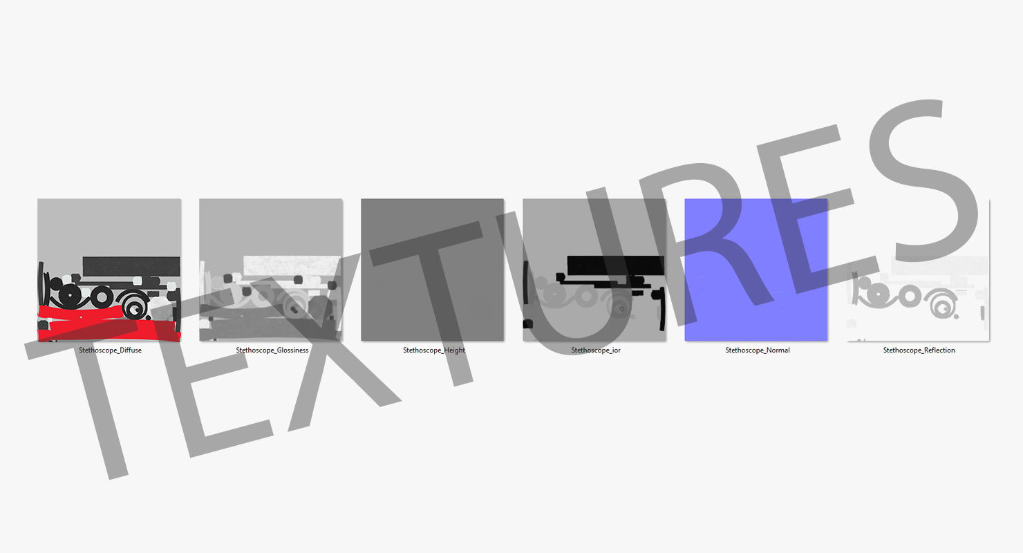 Stethoscope 2 Red Low-poly 3D model_22