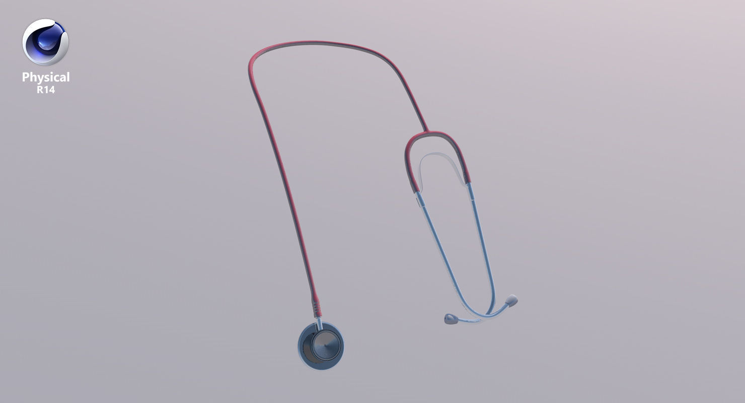 Stethoscope 2 Red Low-poly 3D model_19