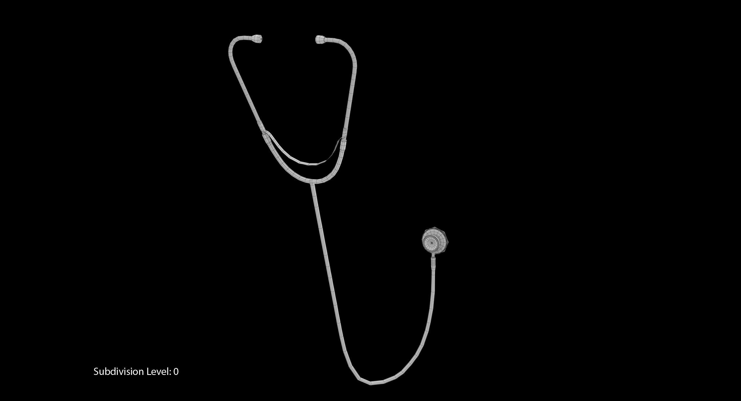 Stethoscope 3 Black Low-poly 3D model_18