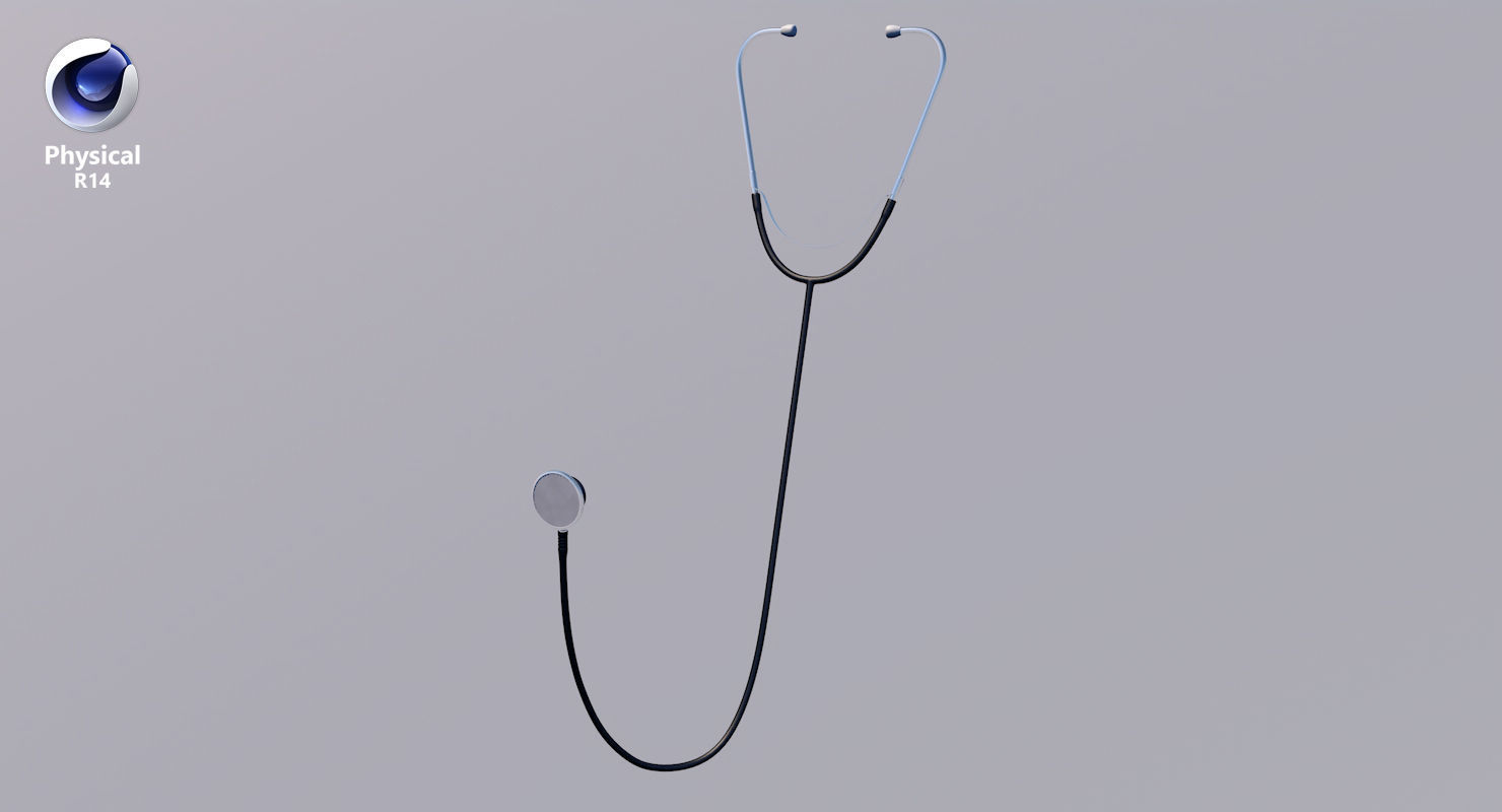 Stethoscope 3 Black Low-poly 3D model_25