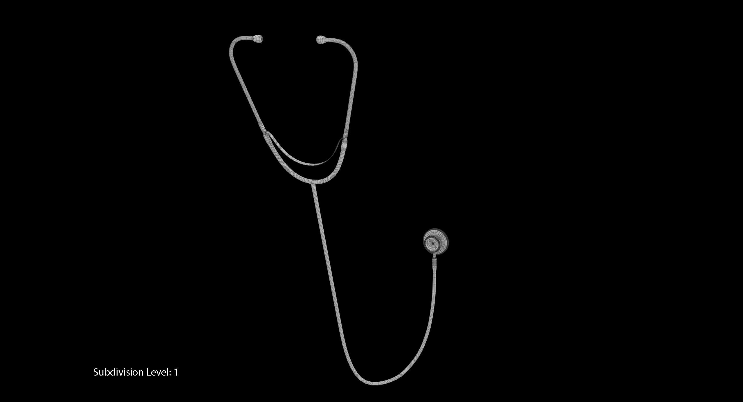 Stethoscope 3 Black Low-poly 3D model_19