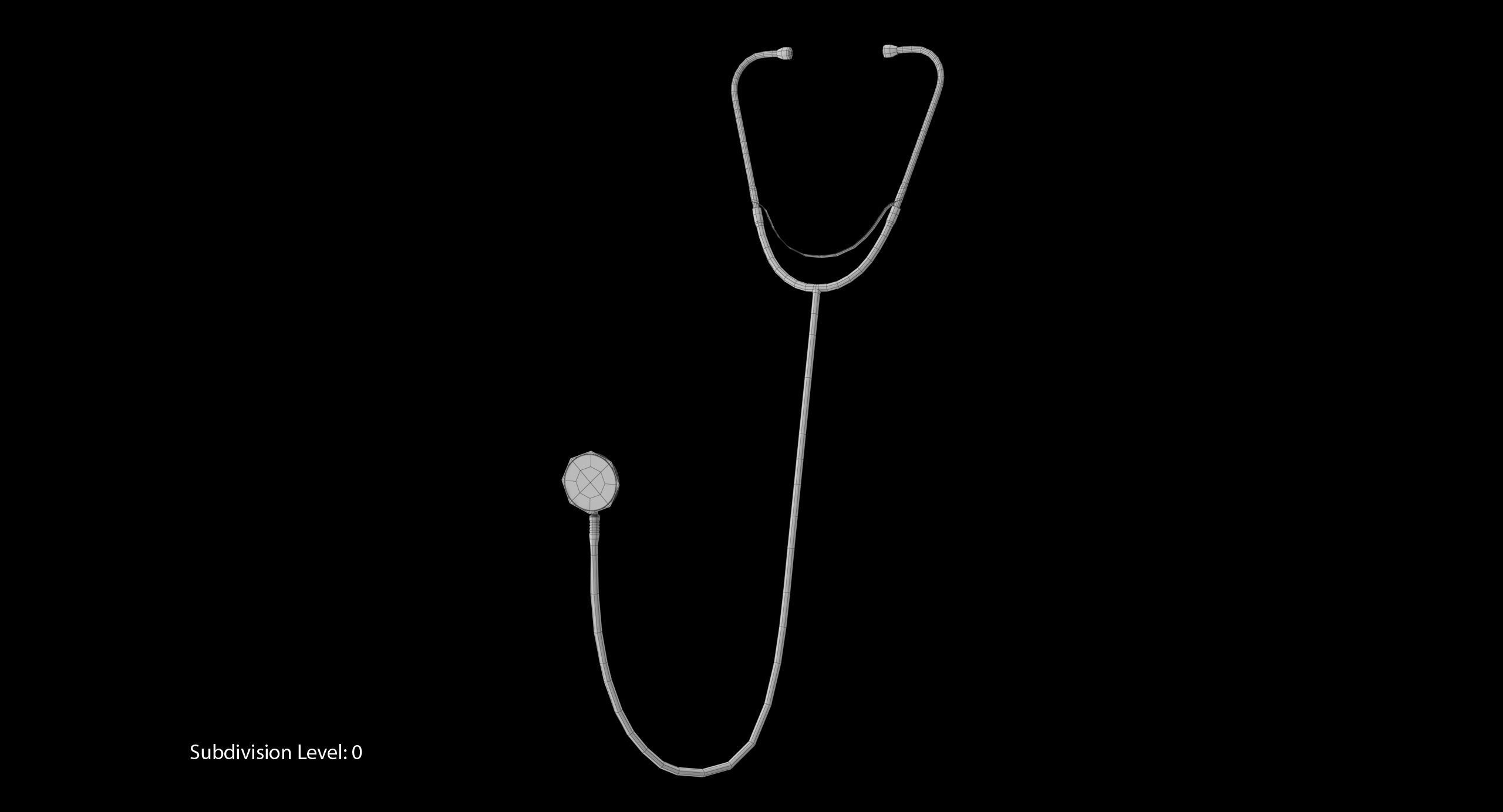 Stethoscope 3 Black Low-poly 3D model_16