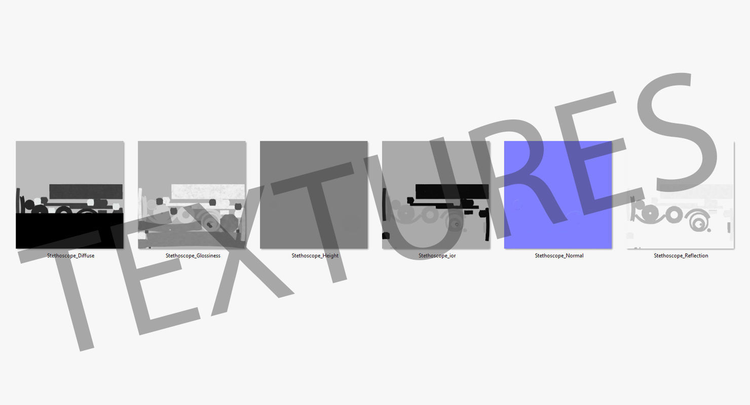 Stethoscope 3 Black Low-poly 3D model_29