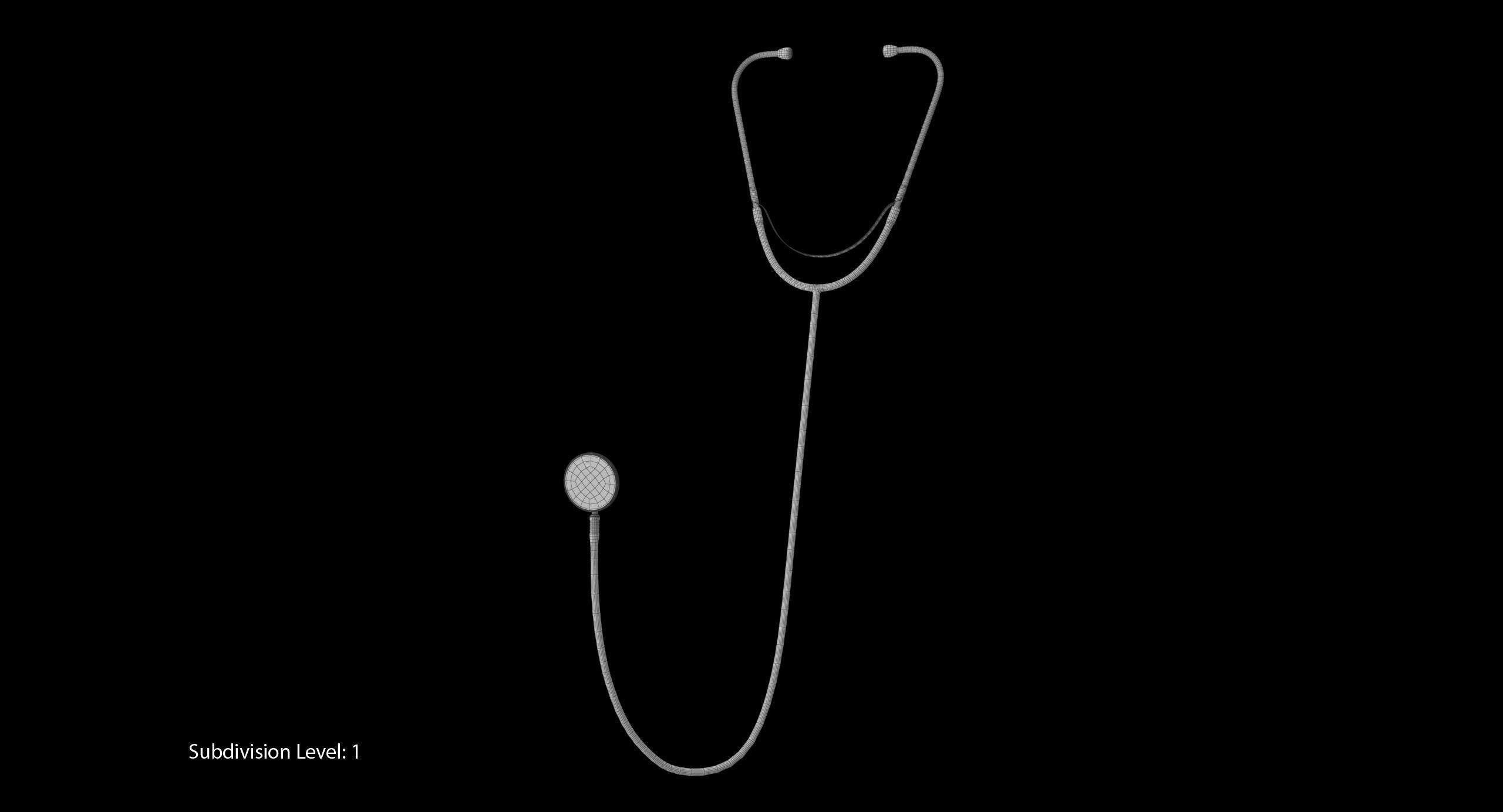 Stethoscope 3 Black Low-poly 3D model_17