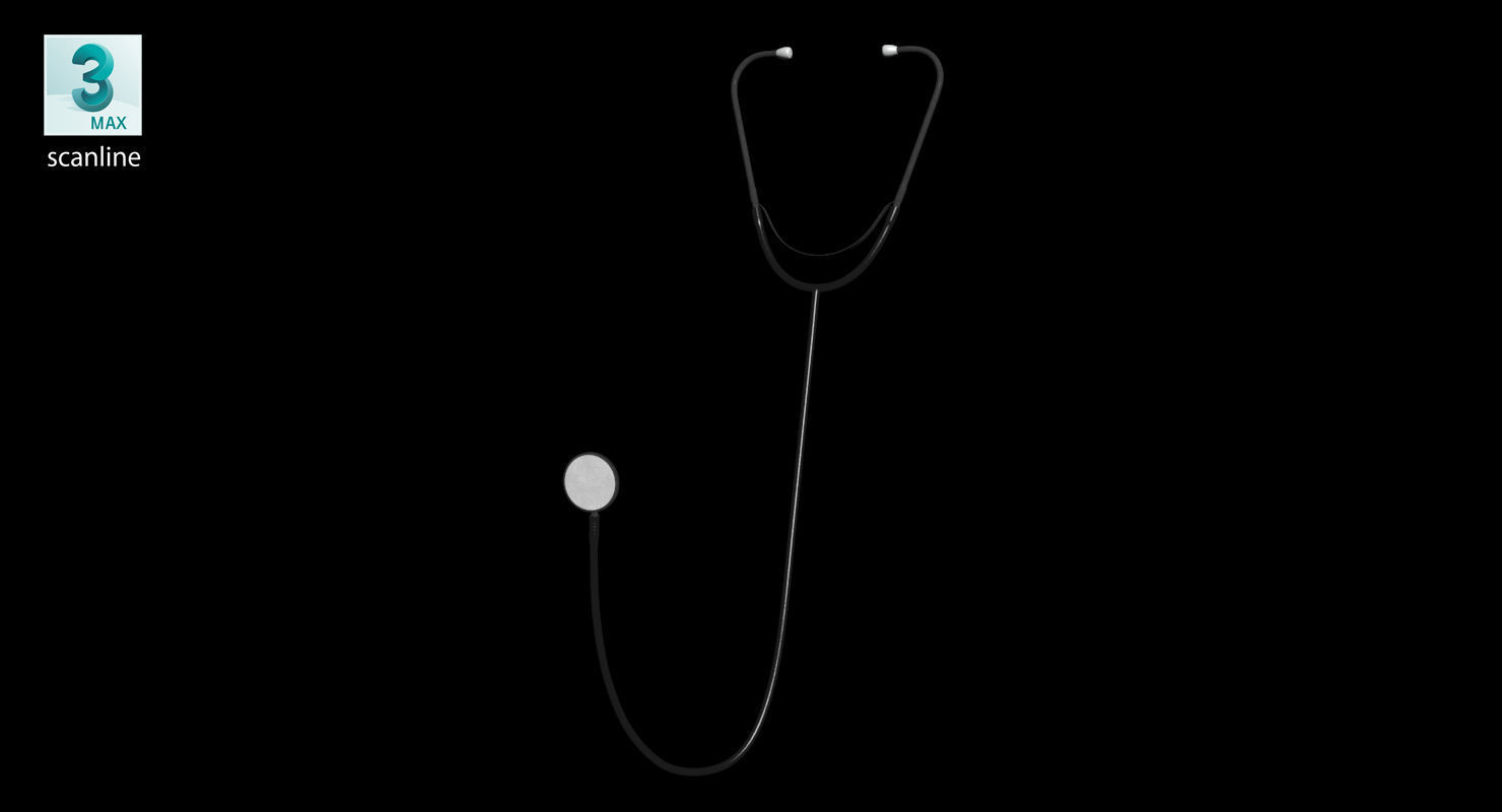 Stethoscope 3 Black Low-poly 3D model_21
