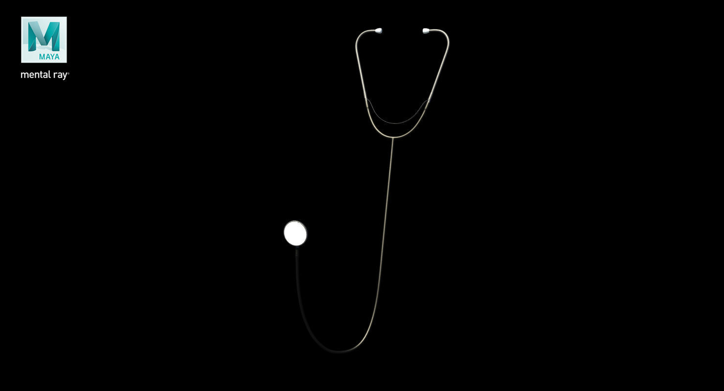 Stethoscope 3 Black Low-poly 3D model_23