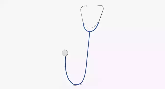 Stethoscope 3 Blue Low-poly 3D model