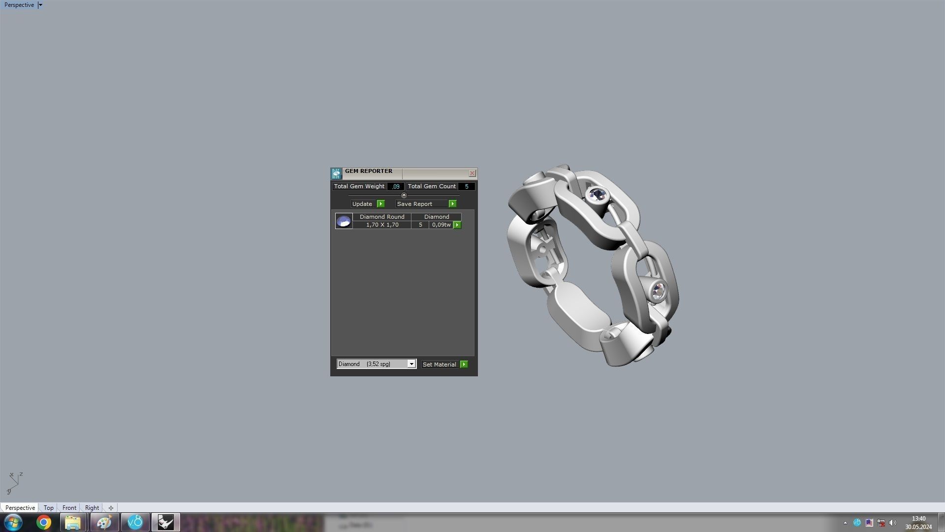 Ring with Moving Diamonds 16 1mm 3D print model_12