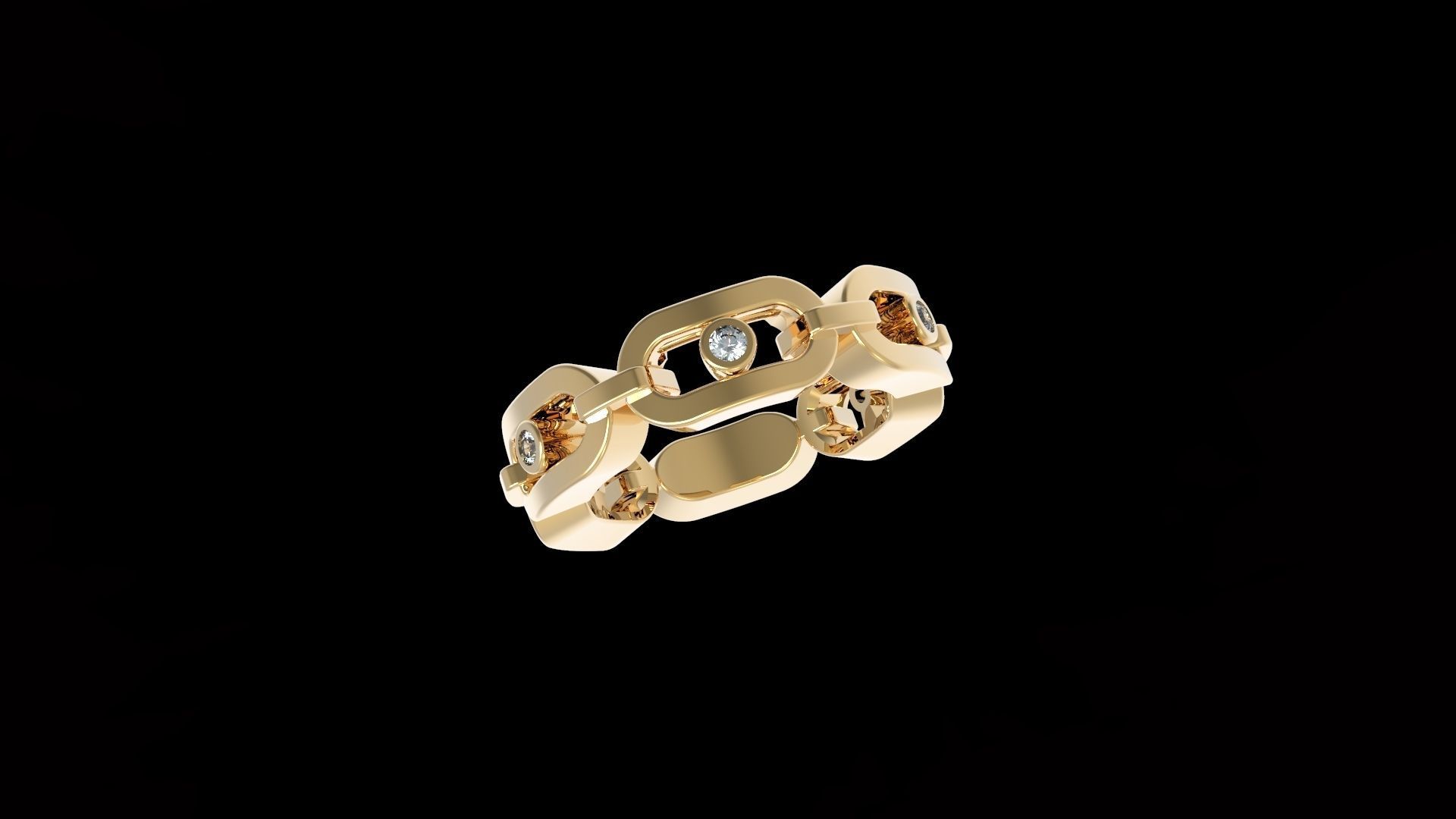 Ring with Moving Diamonds 16 1mm 3D print model_1