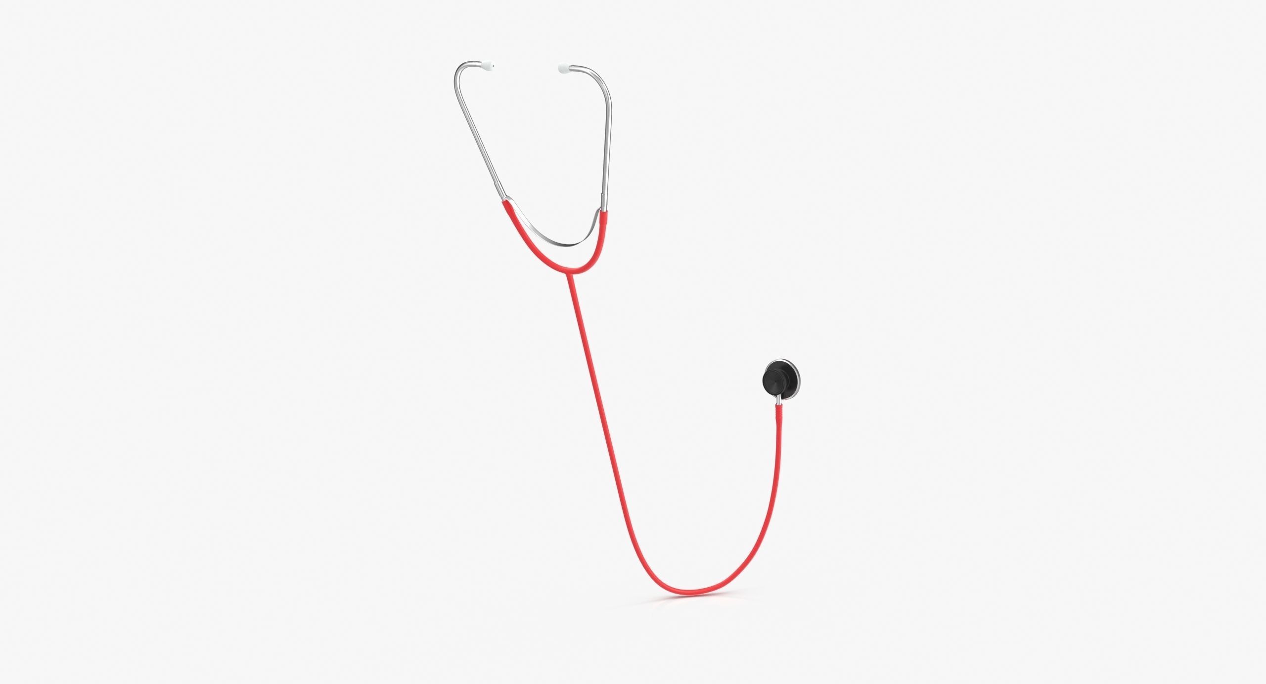Stethoscope 3 Red Low-poly 3D model_9