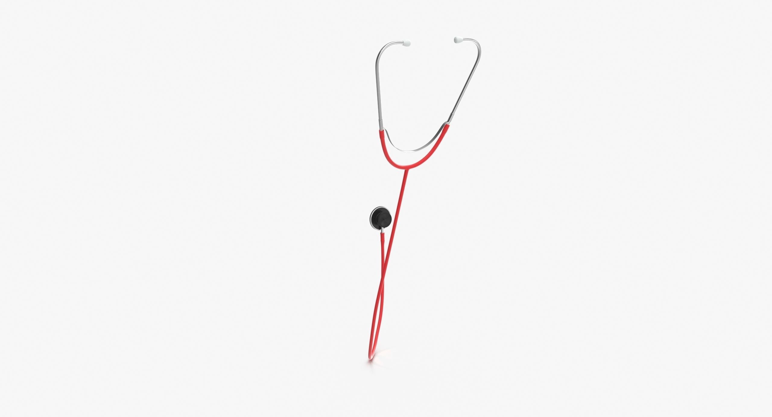 Stethoscope 3 Red Low-poly 3D model_11
