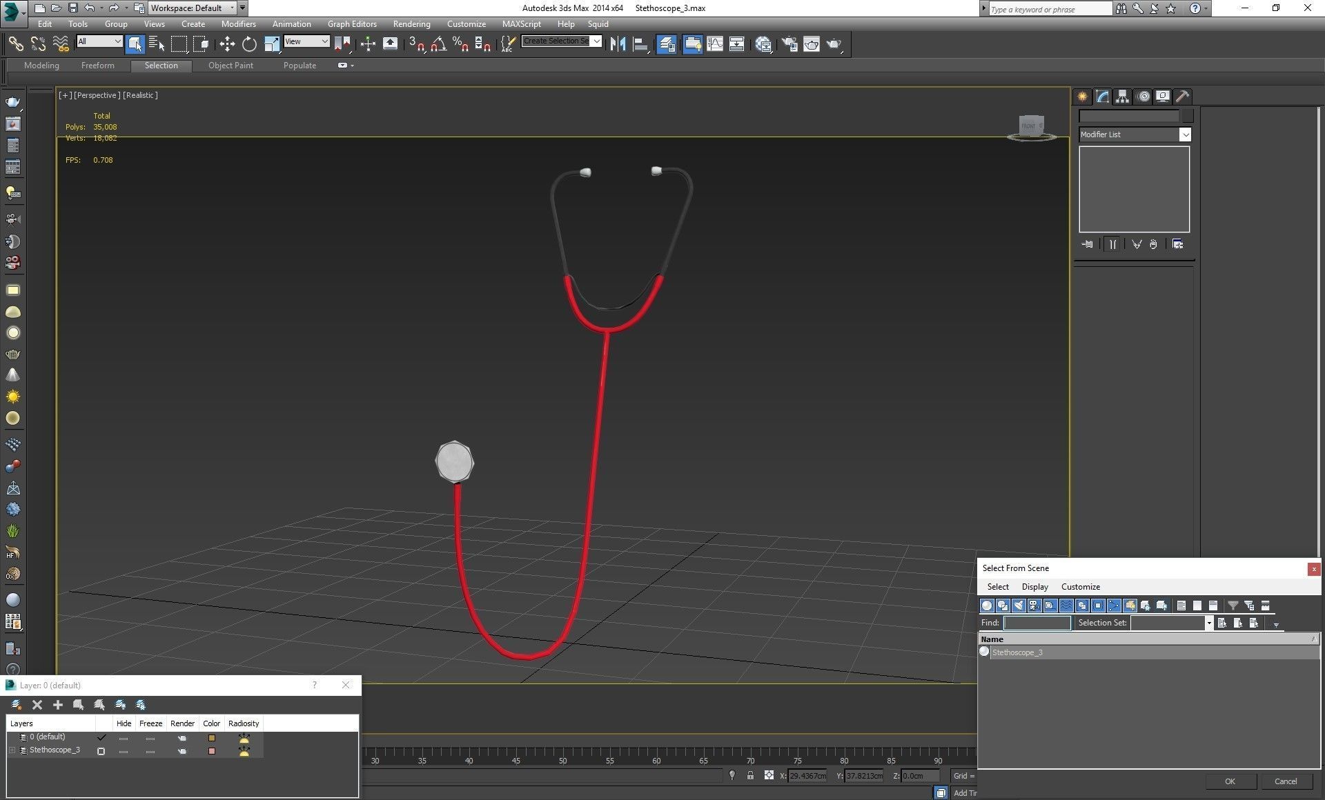 Stethoscope 3 Red Low-poly 3D model_21