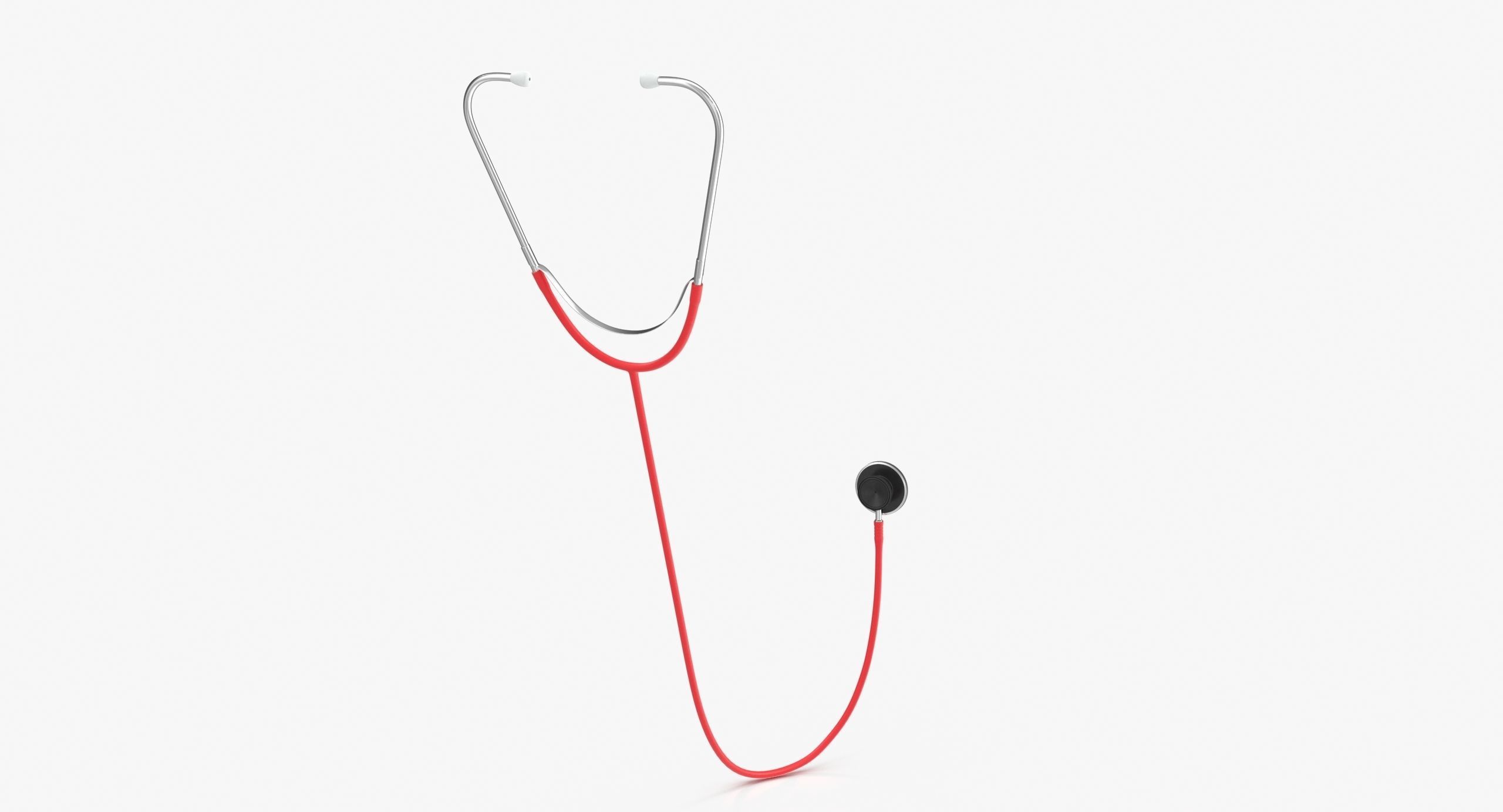 Stethoscope 3 Red Low-poly 3D model_3