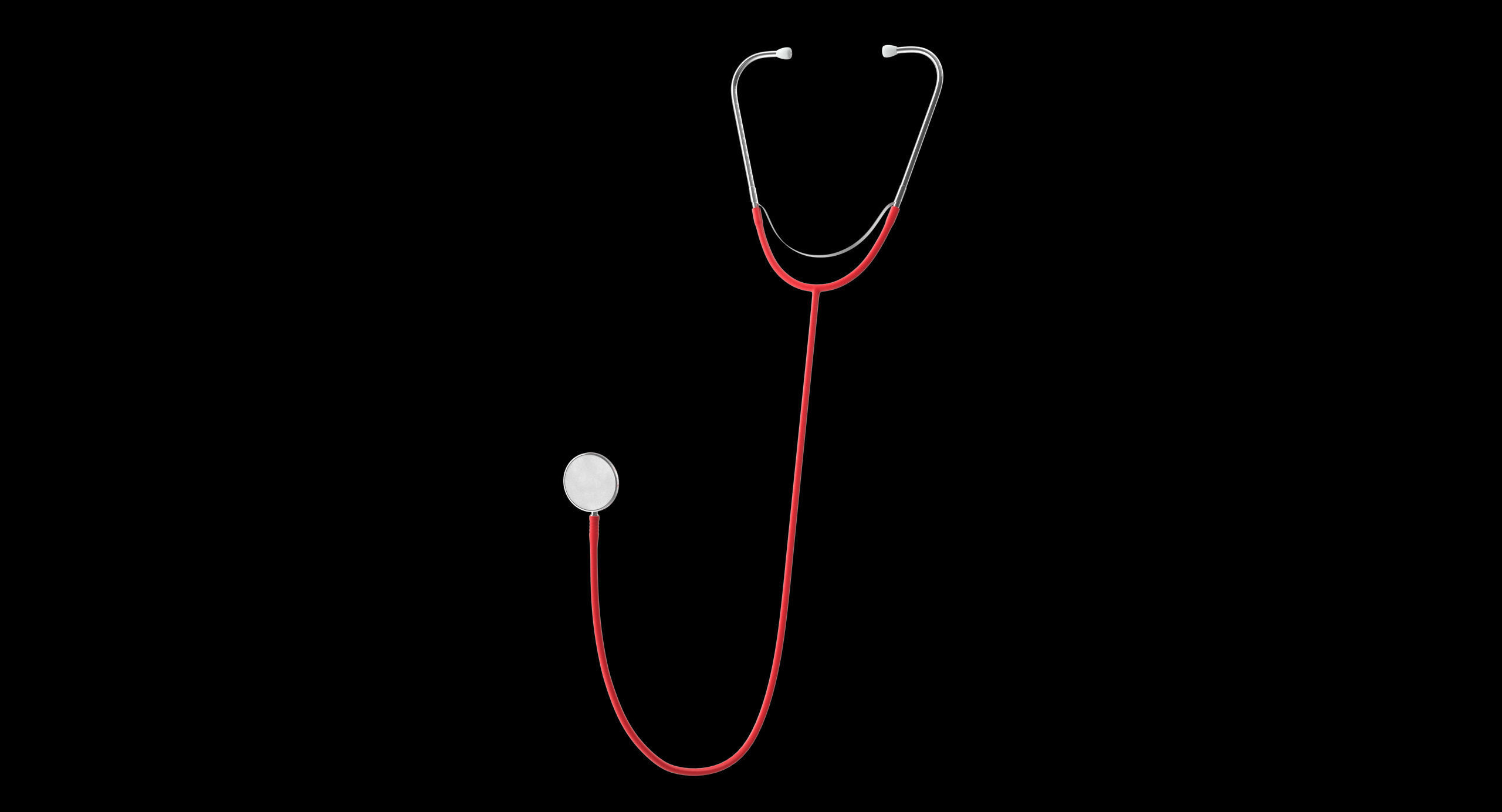 Stethoscope 3 Red Low-poly 3D model_1