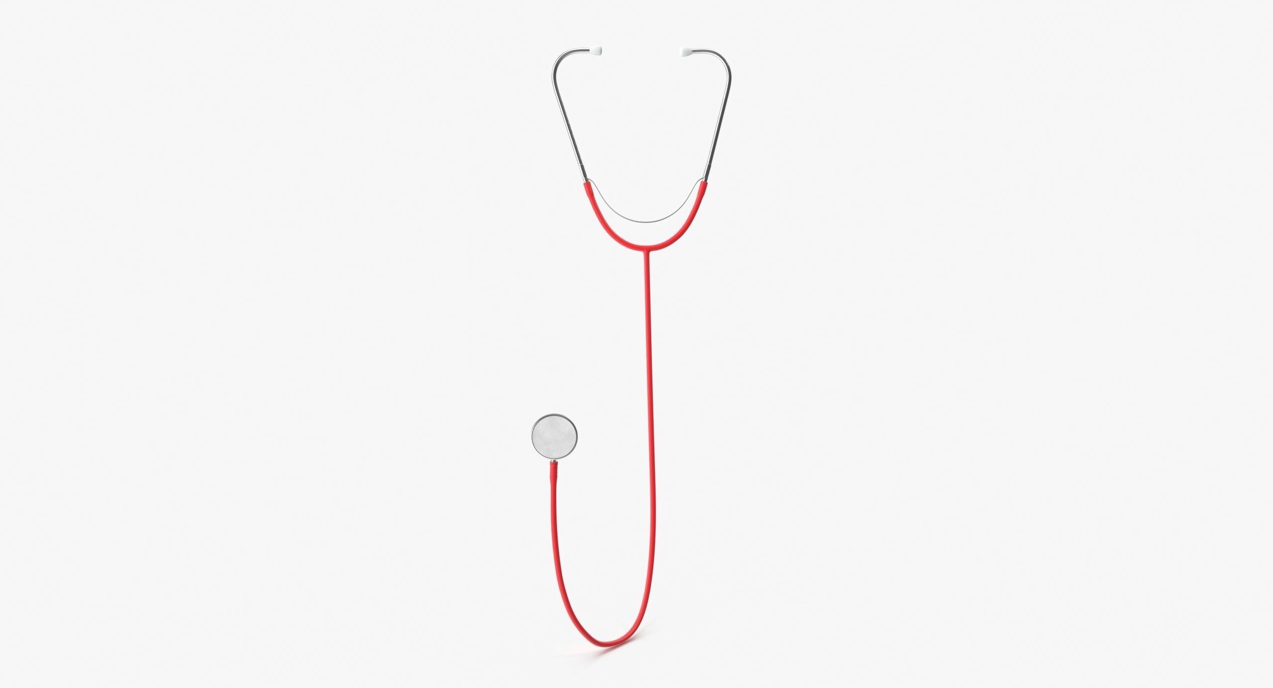 Stethoscope 3 Red Low-poly 3D model_5