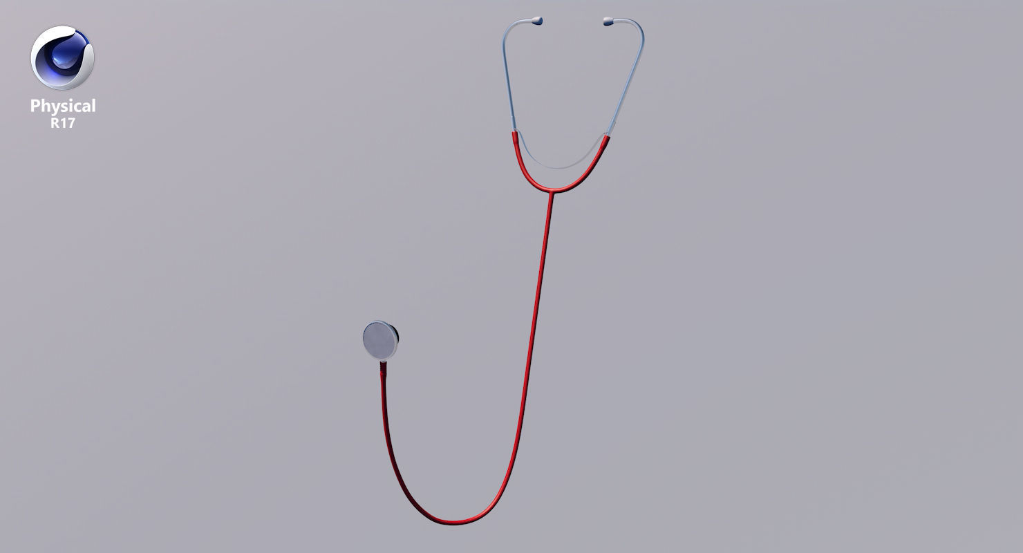 Stethoscope 3 Red Low-poly 3D model_25
