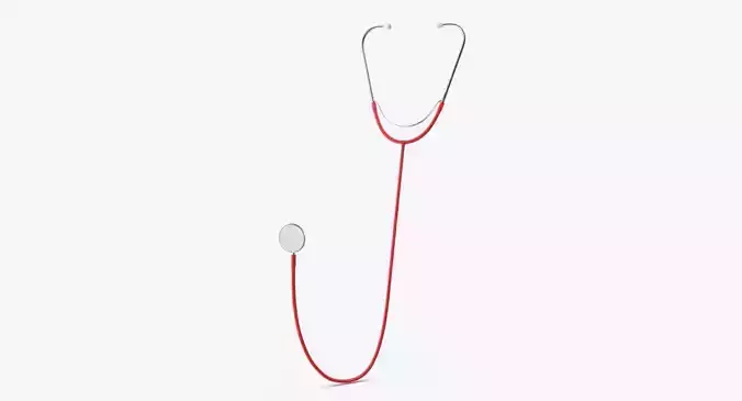 Stethoscope 3 Red Low-poly 3D model