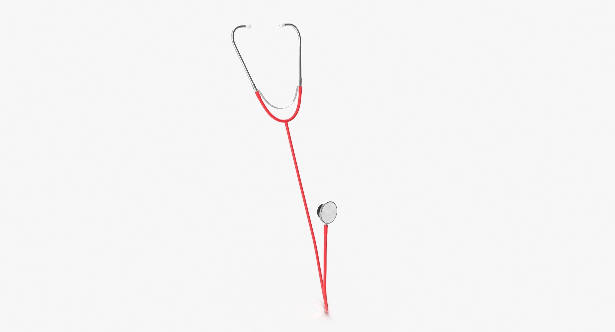 Stethoscope 3 Red Low-poly 3D model_6