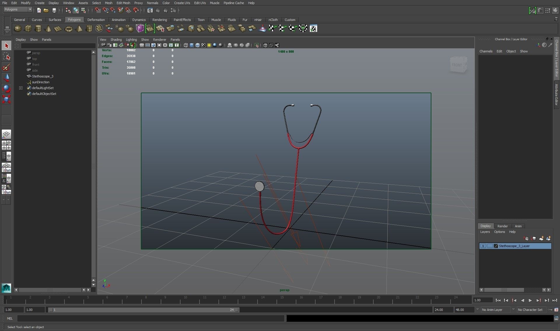 Stethoscope 3 Red Low-poly 3D model_23