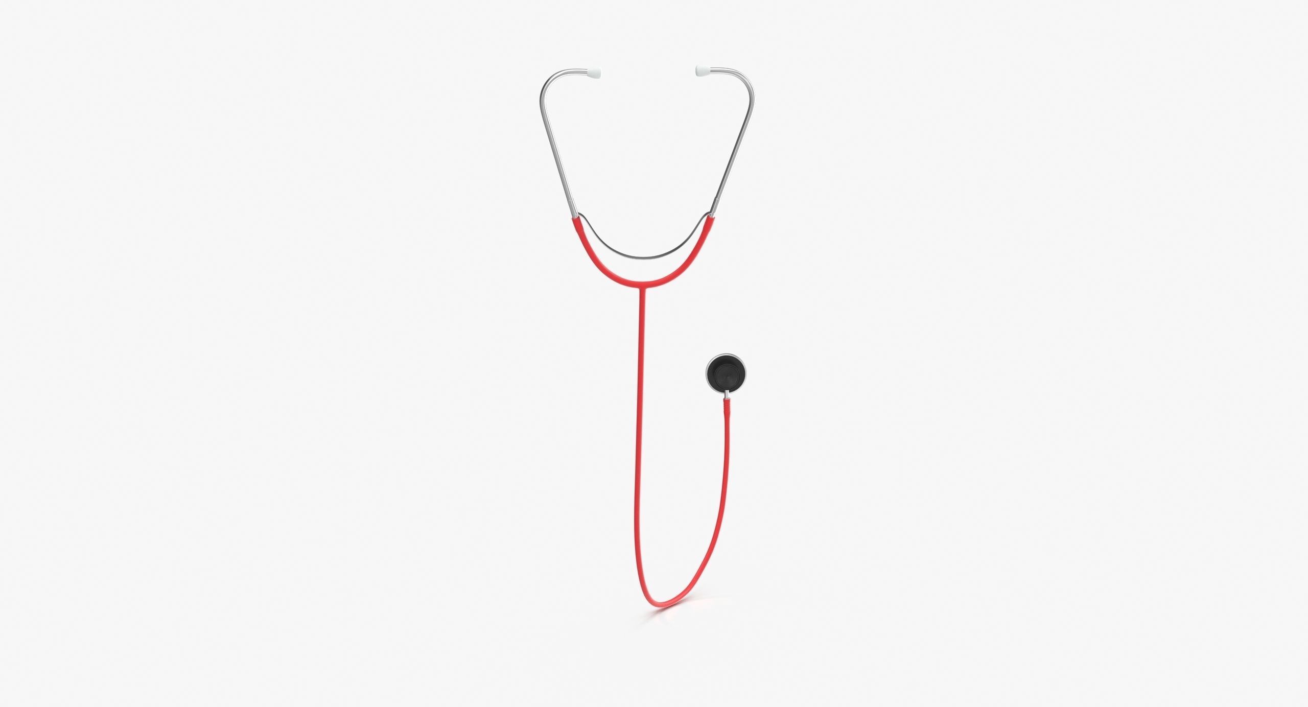 Stethoscope 3 Red Low-poly 3D model_10