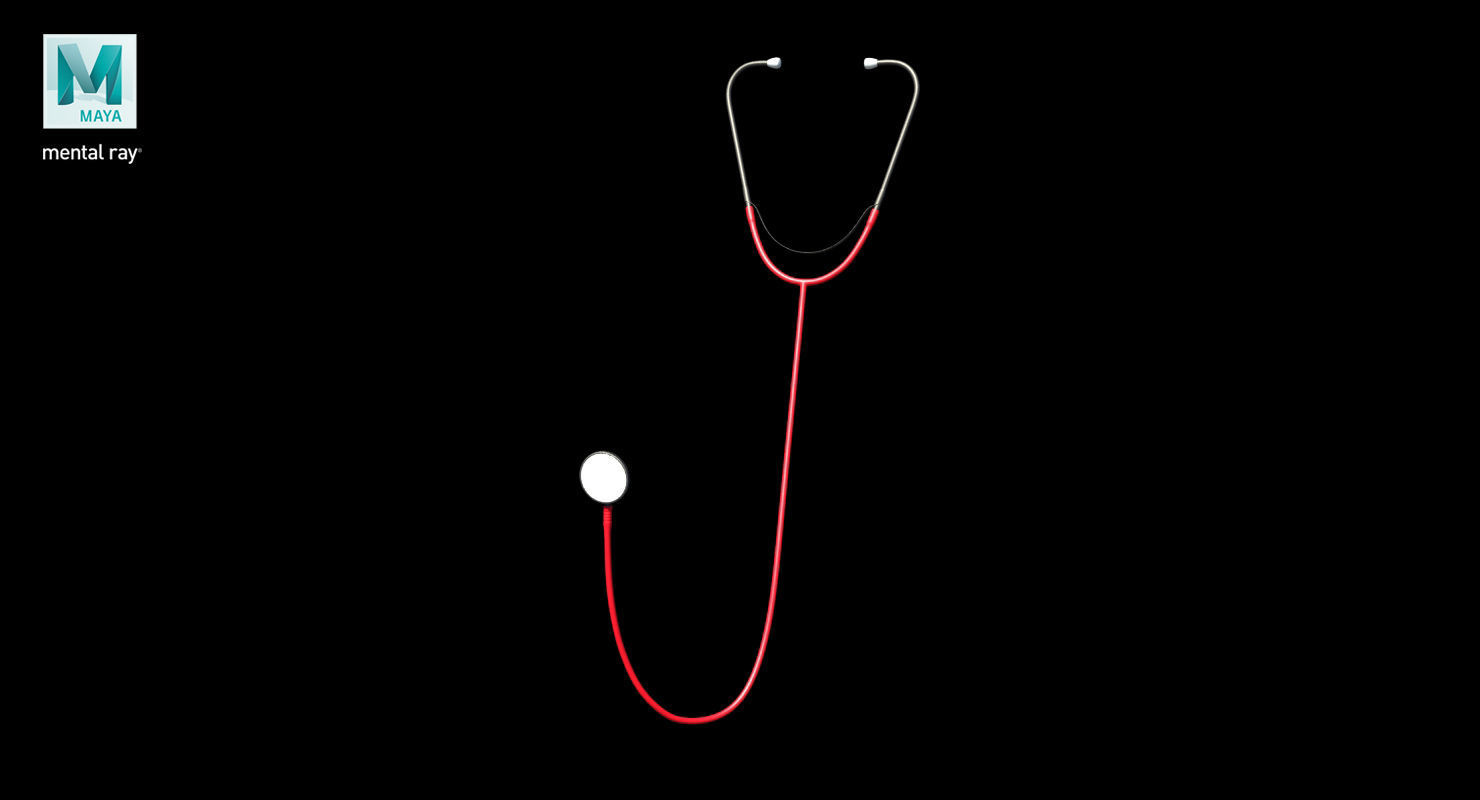 Stethoscope 3 Red Low-poly 3D model_22