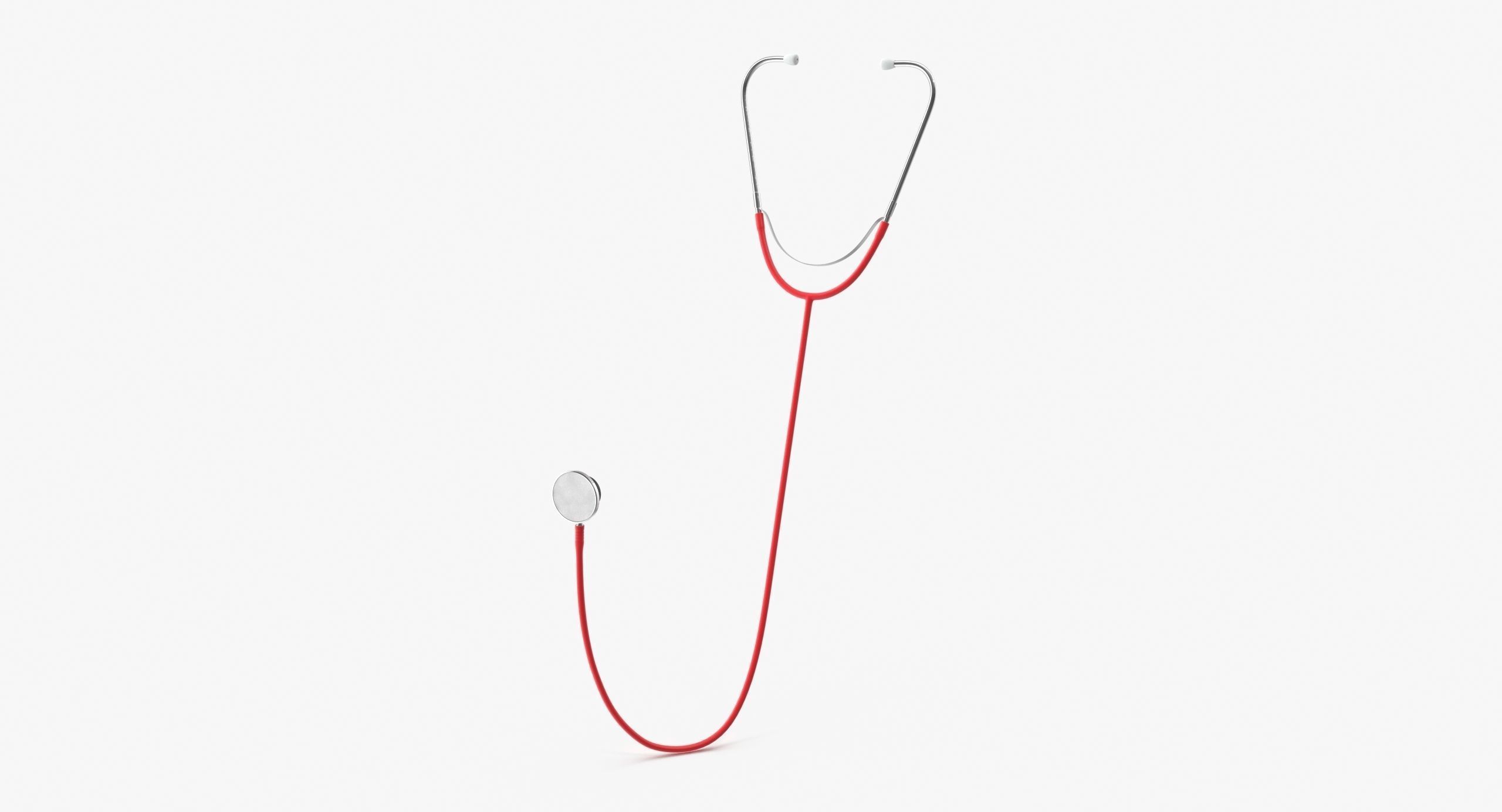 Stethoscope 3 Red Low-poly 3D model_4