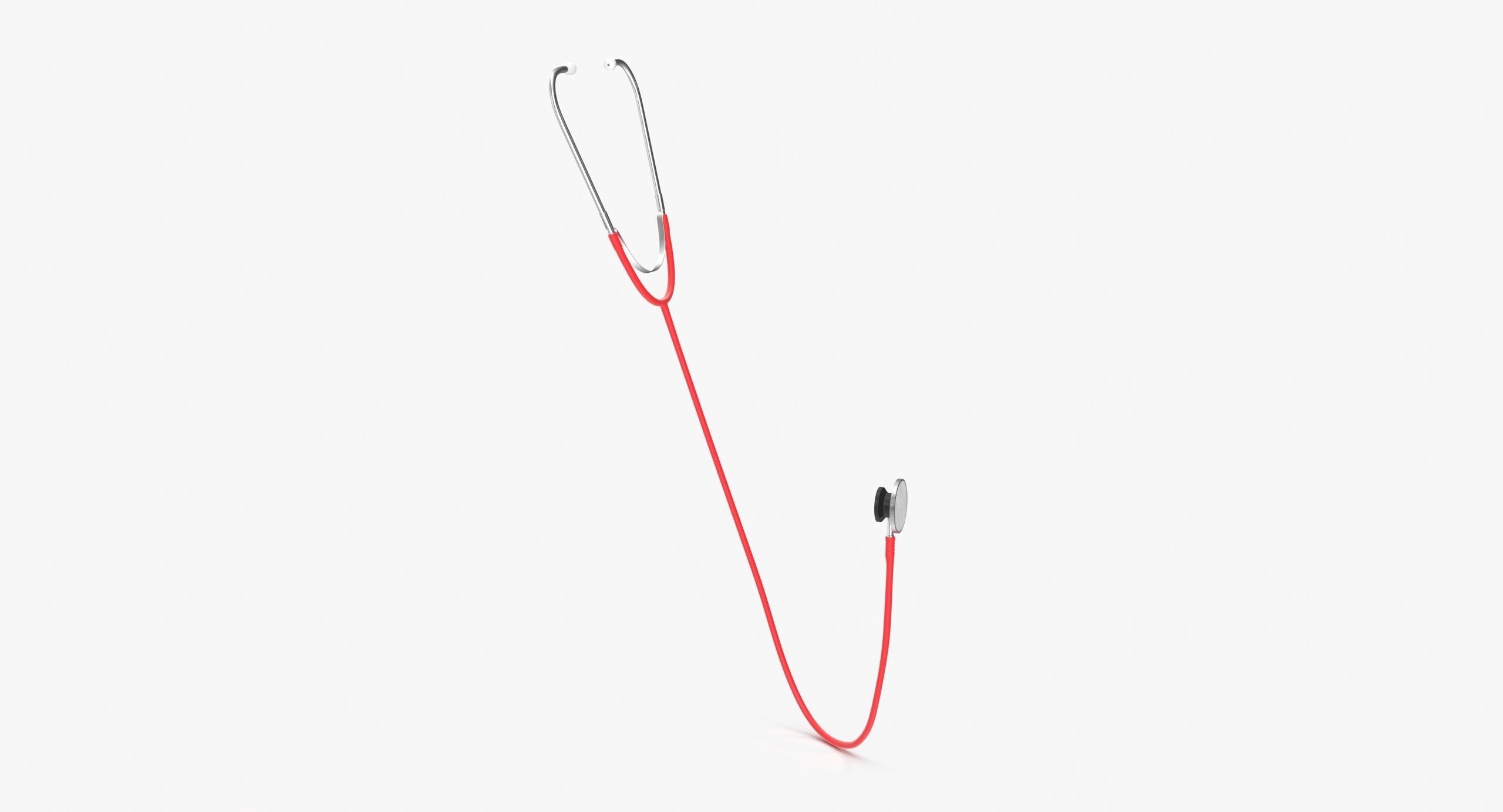 Stethoscope 3 Red Low-poly 3D model_7