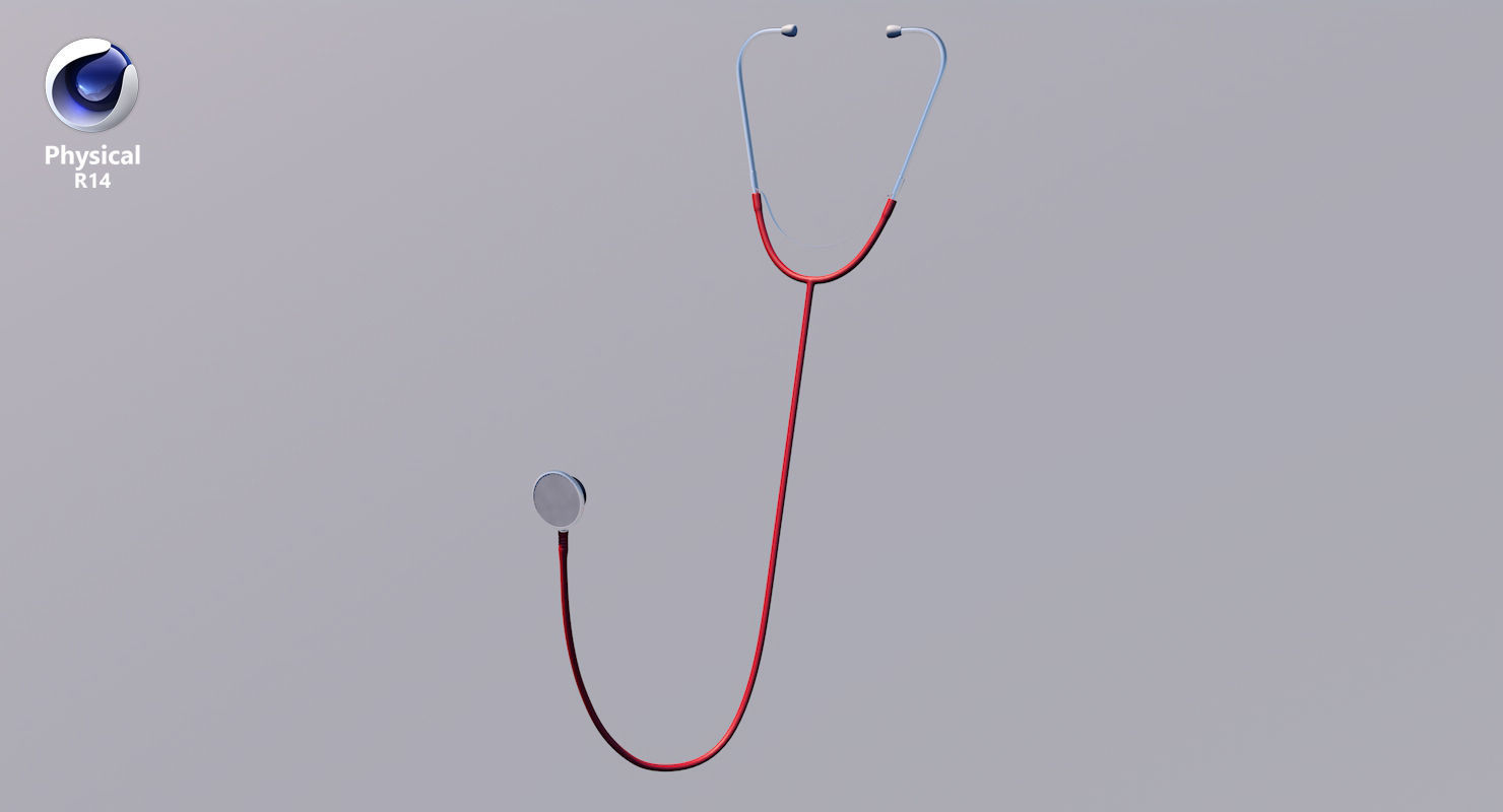 Stethoscope 3 Red Low-poly 3D model_24