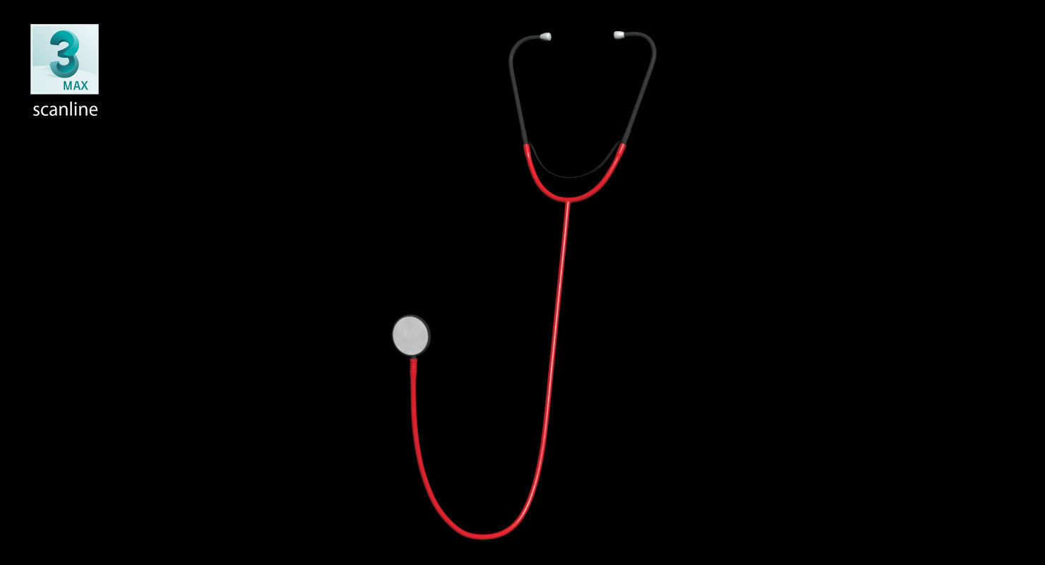 Stethoscope 3 Red Low-poly 3D model_20