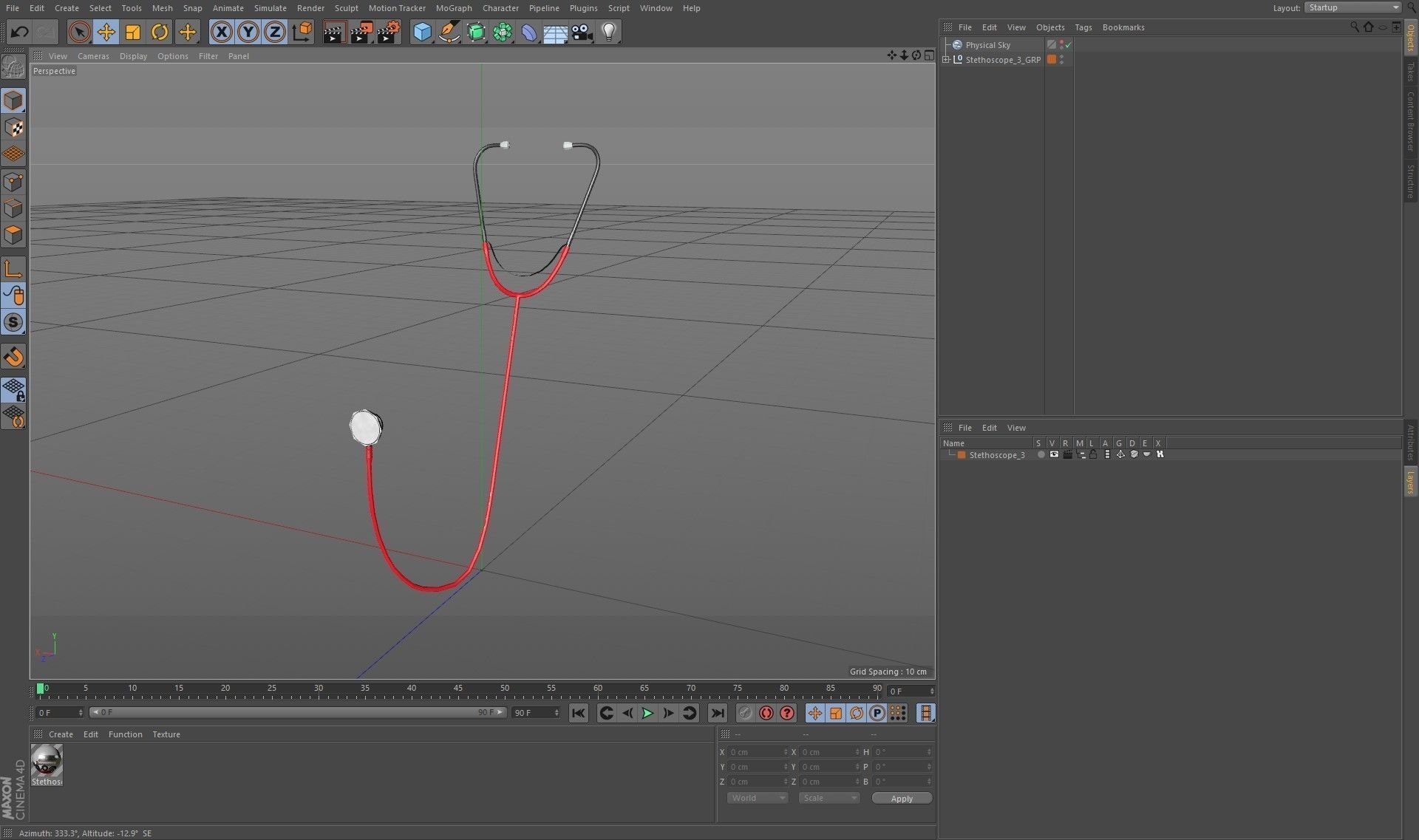 Stethoscope 3 Red Low-poly 3D model_26