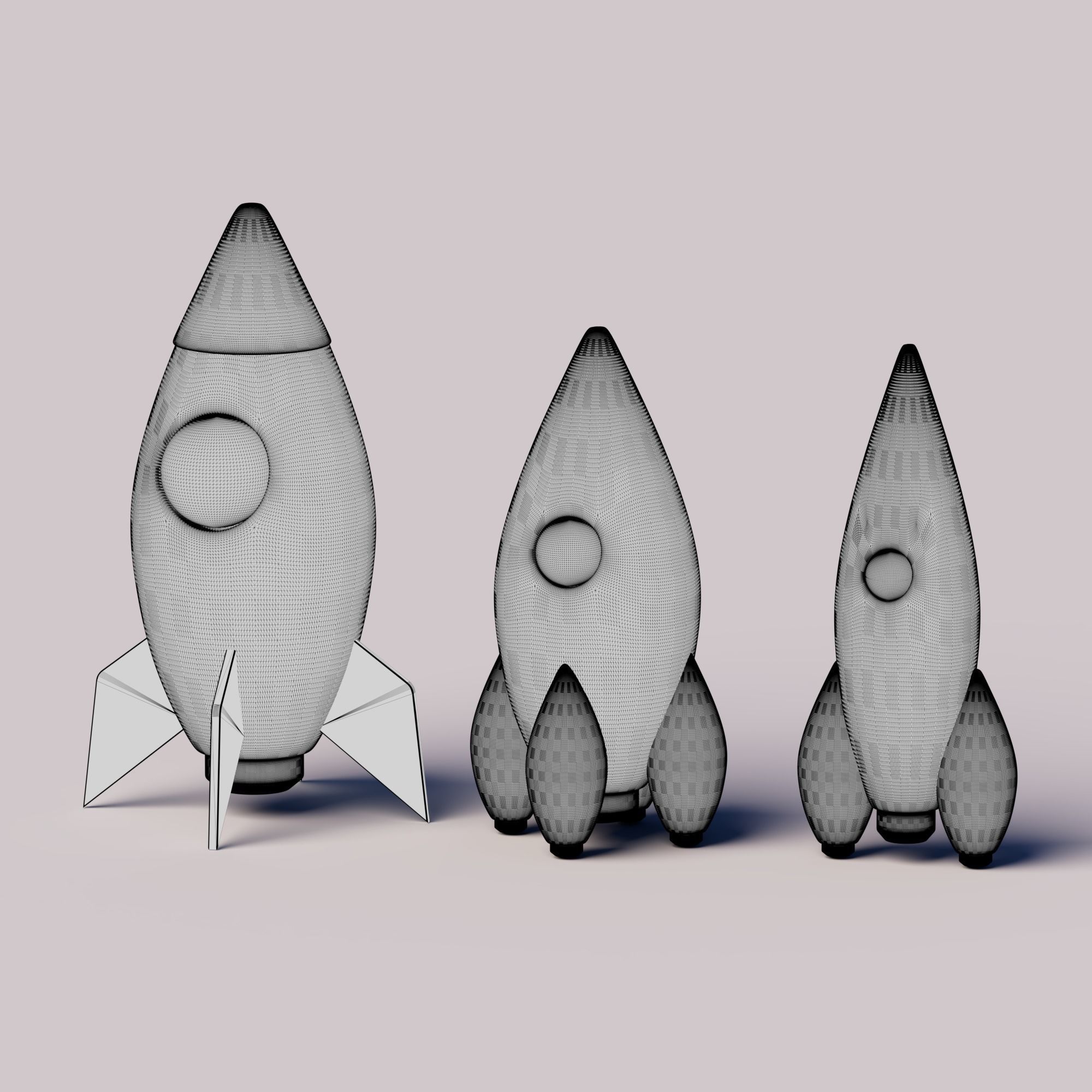 Cartoon-like rockets free 3D model | CGTrader