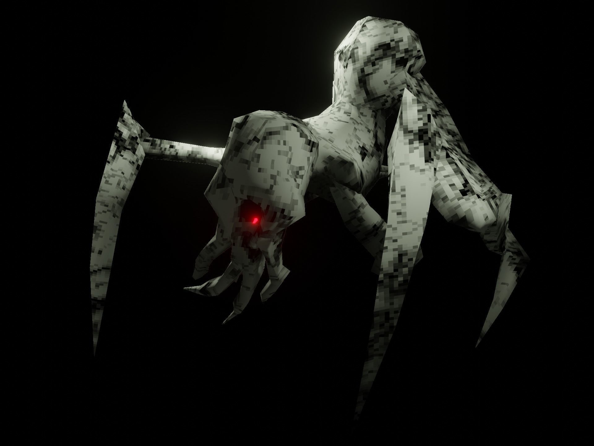 PS1 low poly Alien Monster Low-poly 3D model_4