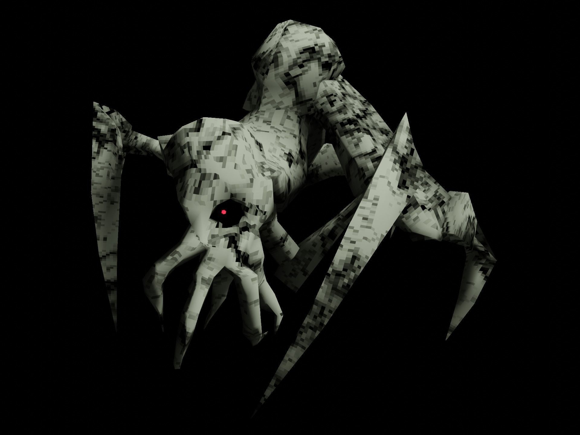 PS1 low poly Alien Monster Low-poly 3D model_6