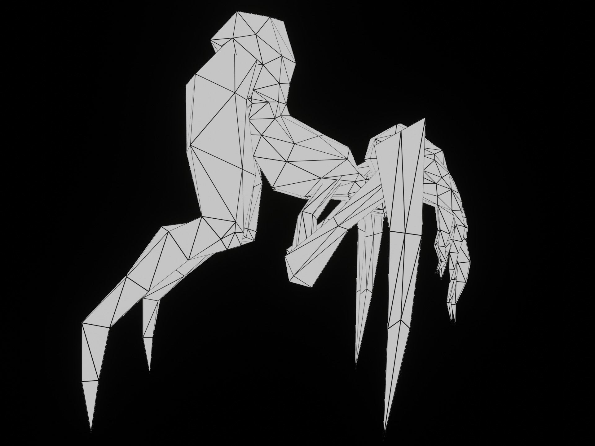 PS1 low poly Alien Monster Low-poly 3D model_8