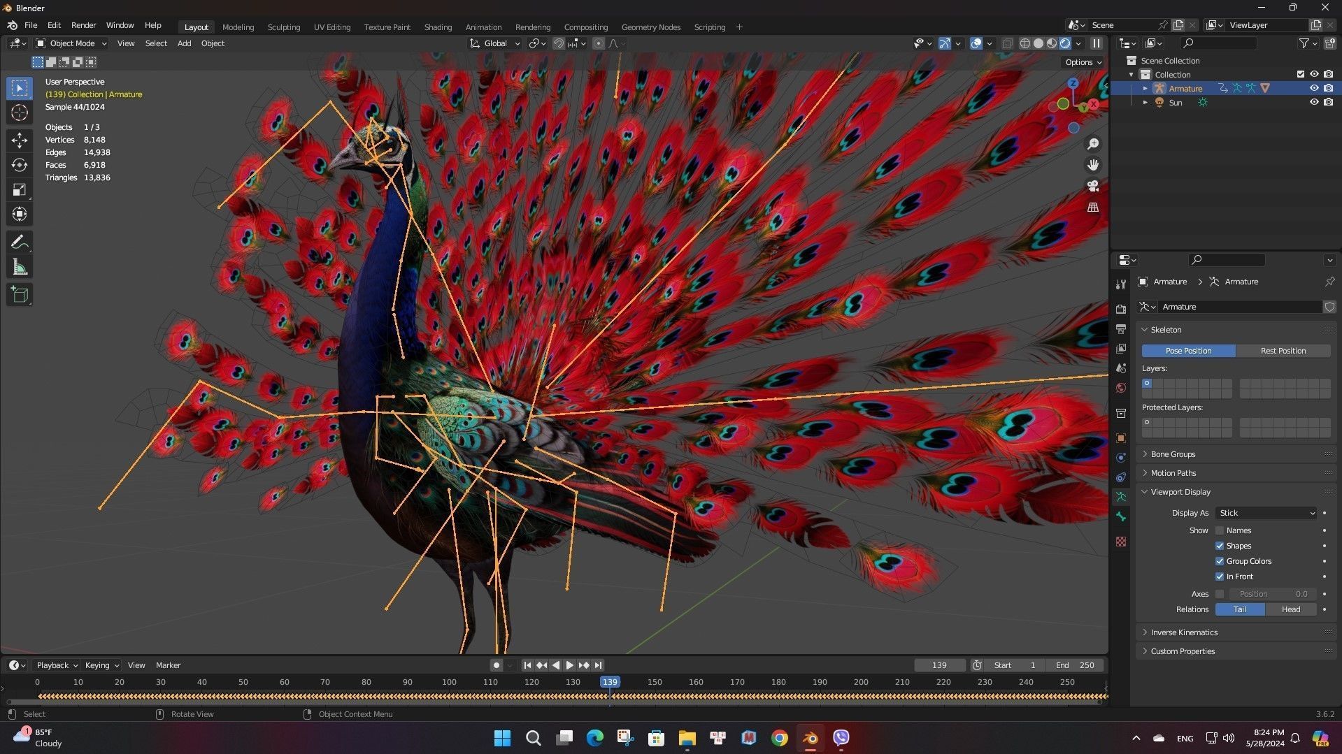 Peacock Black-A1 3D model_17