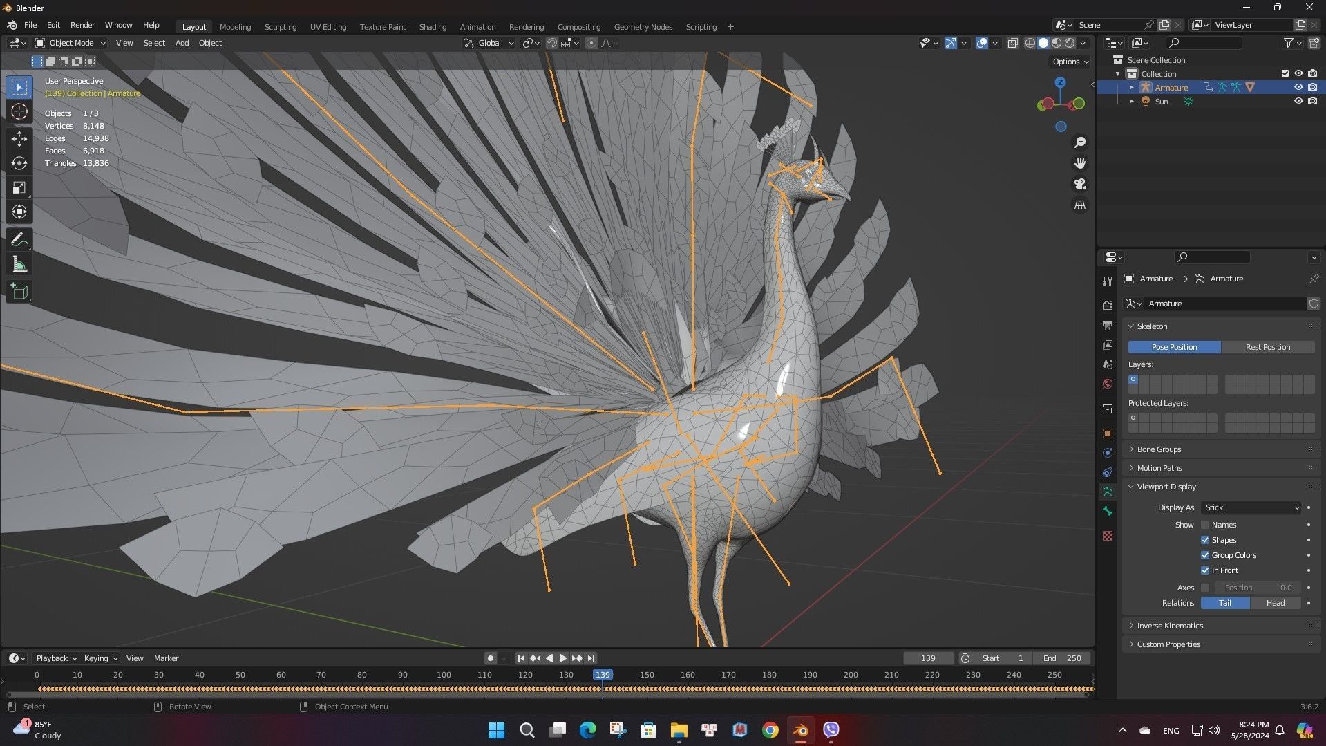 Peacock Black-A1 3D model_18