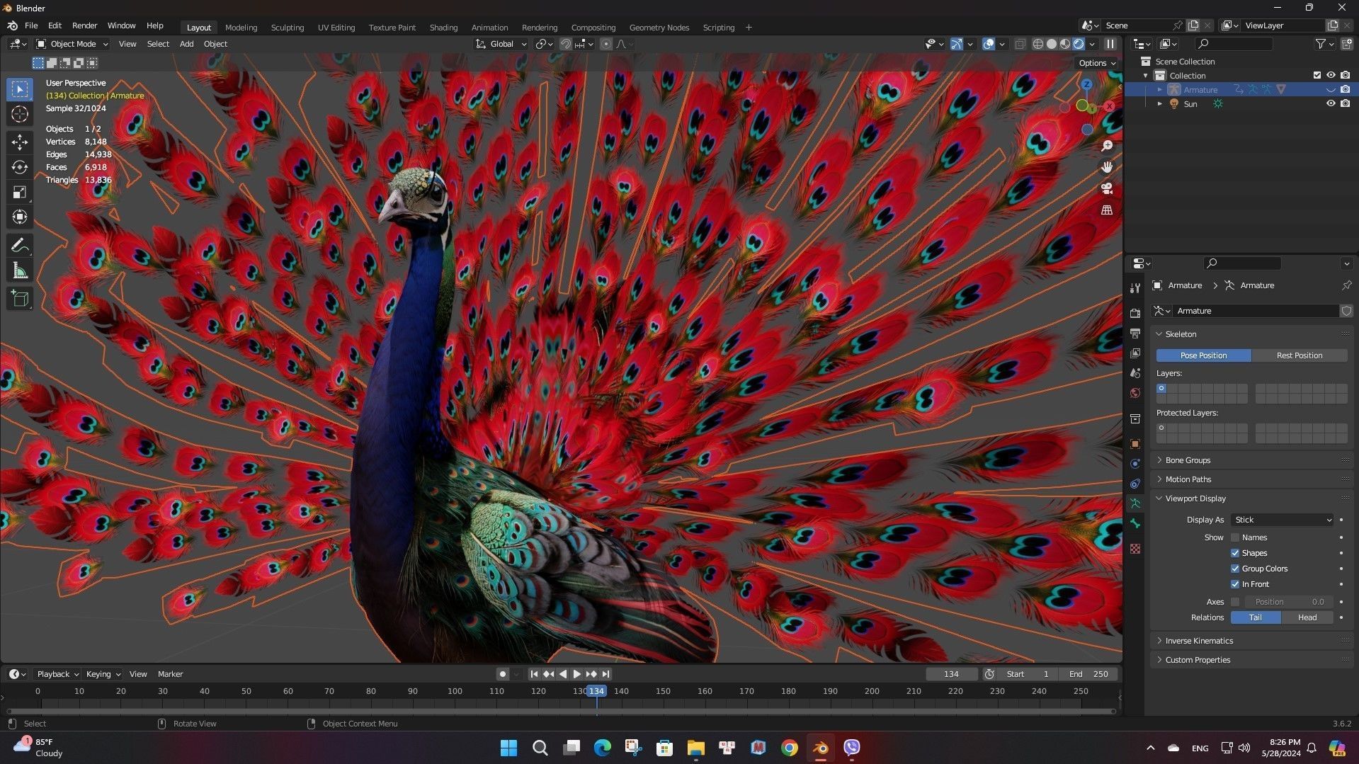 Peacock Black-A1 3D model_21