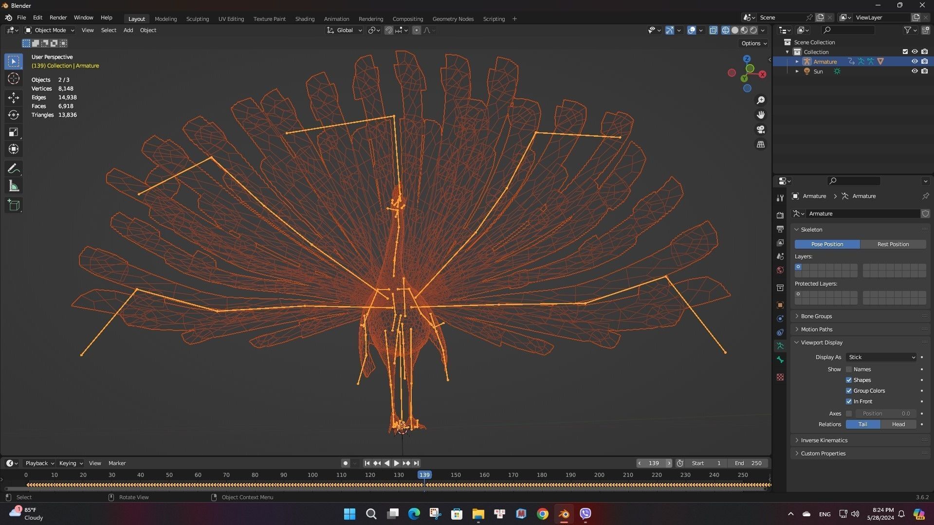 Peacock Black-A1 3D model_19