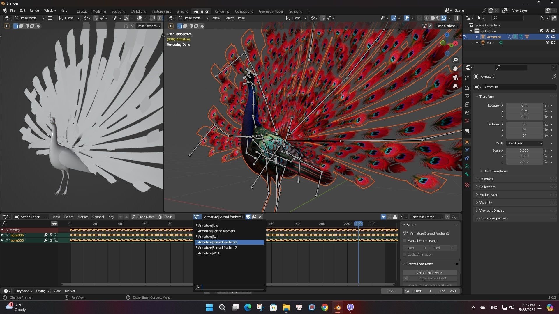 Peacock Black-A1 3D model_20