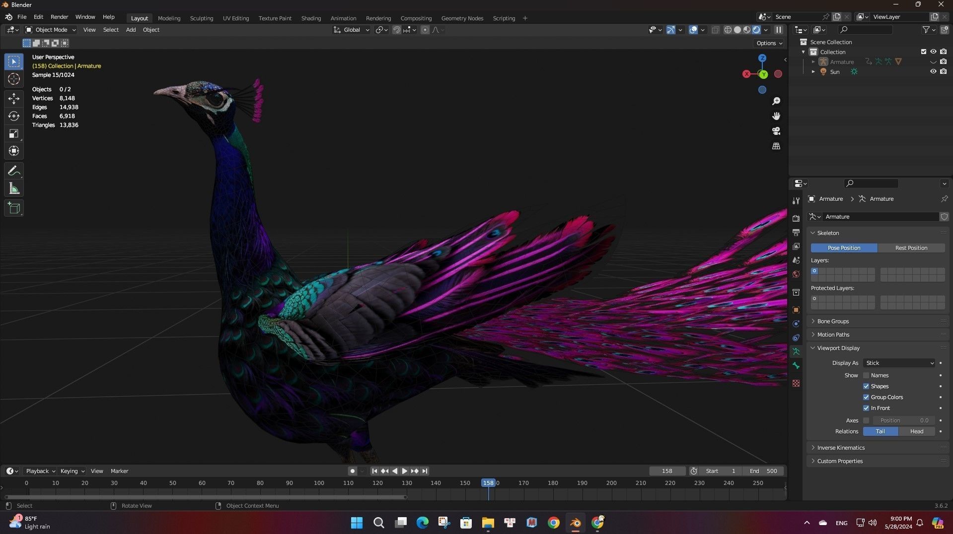 Peacock Black-A2 3D model_21