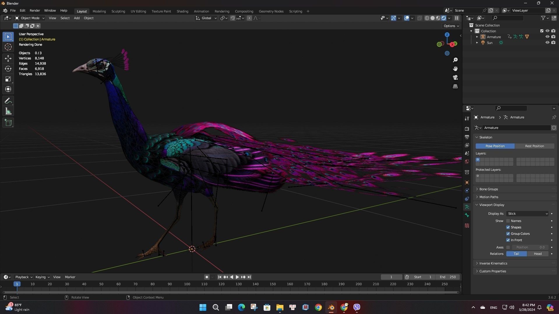 Peacock Black-A2 3D model_17