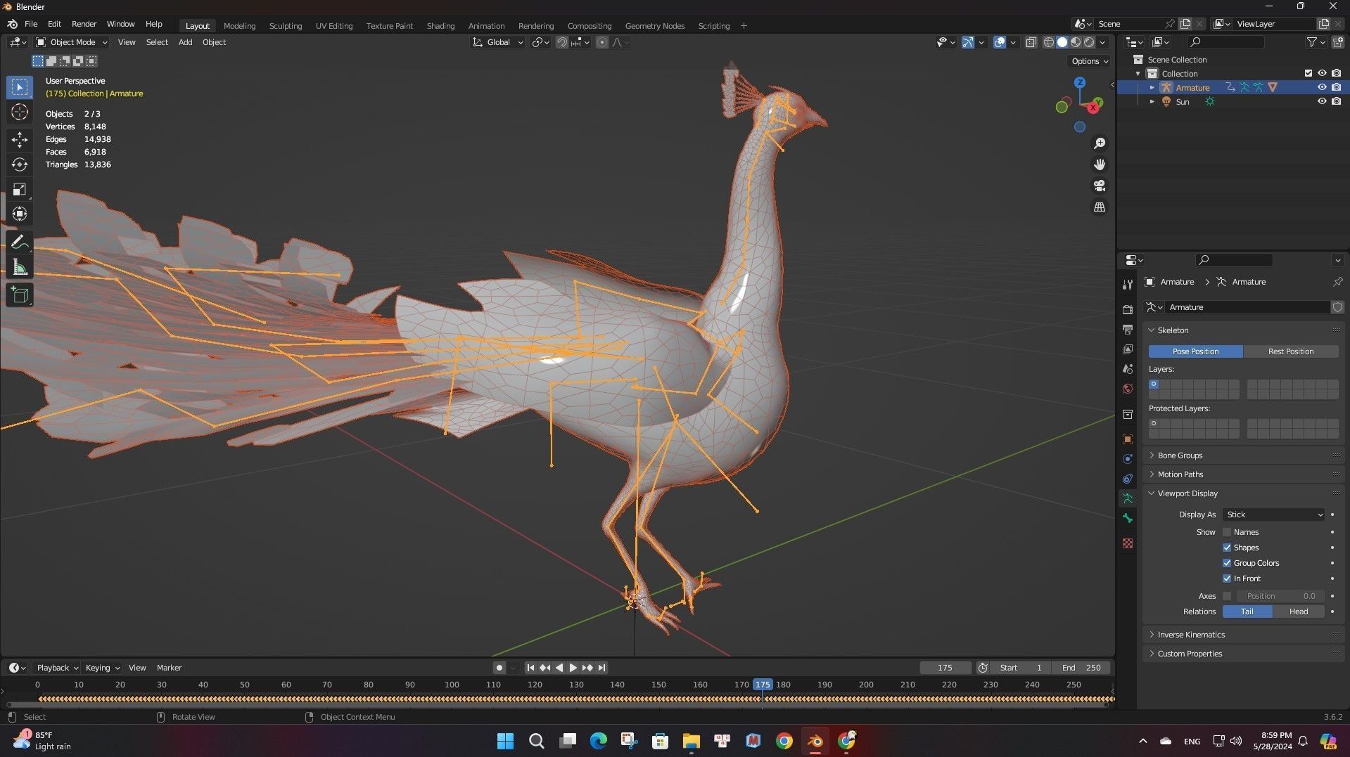 Peacock Black-A2 3D model_19