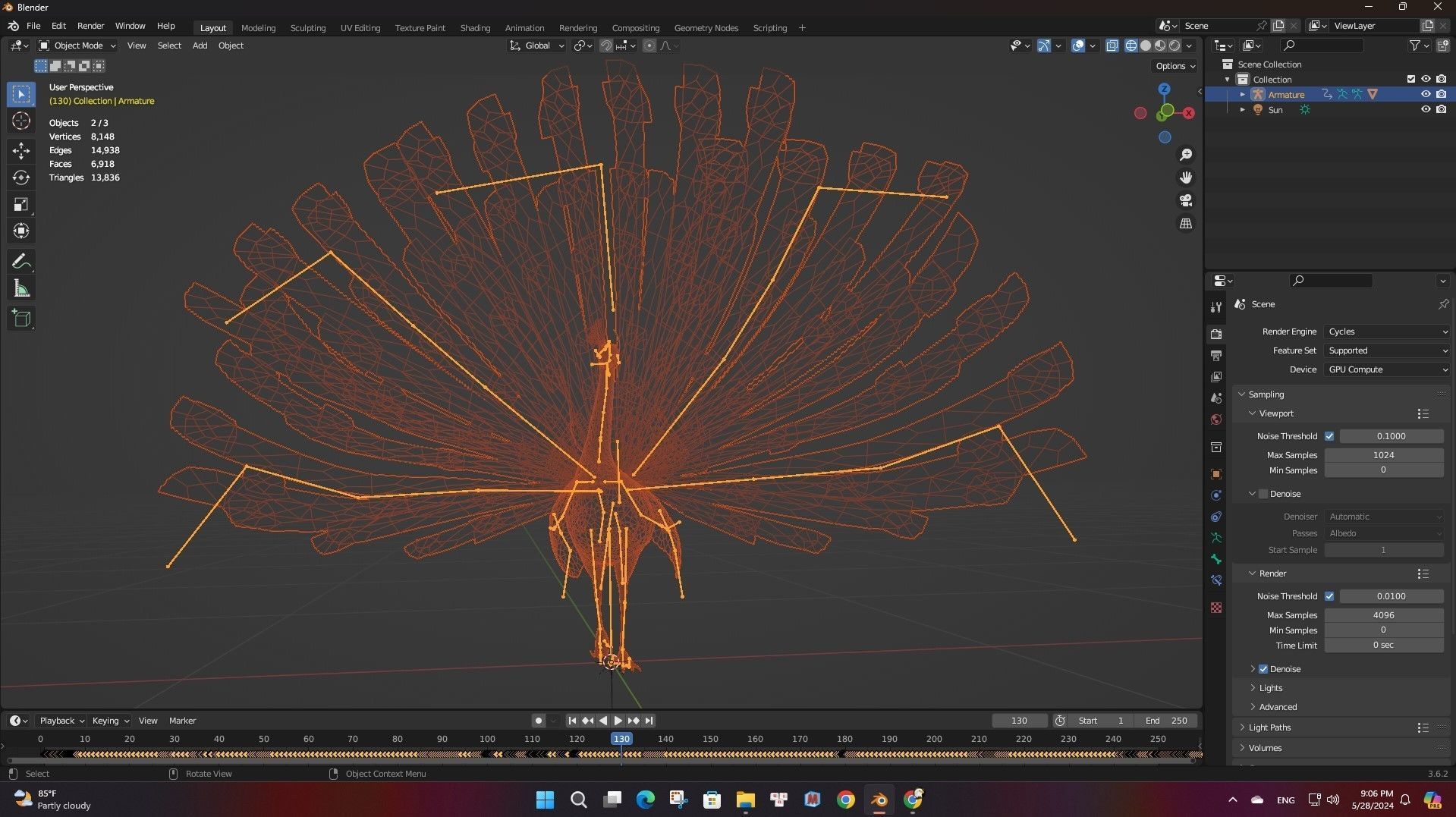 Peacock Black-A3 3D model_19