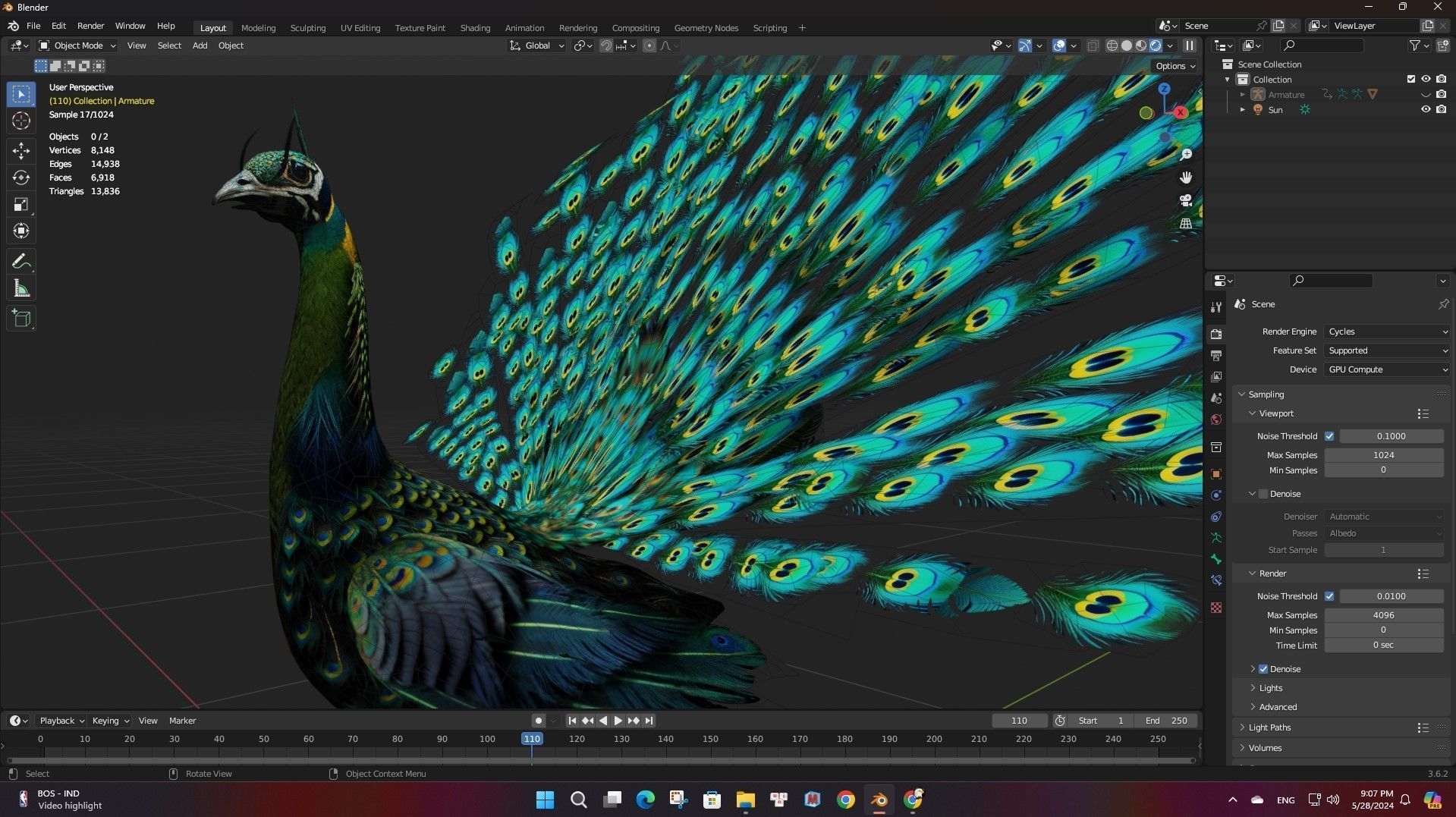 Peacock Black-A3 3D model_21