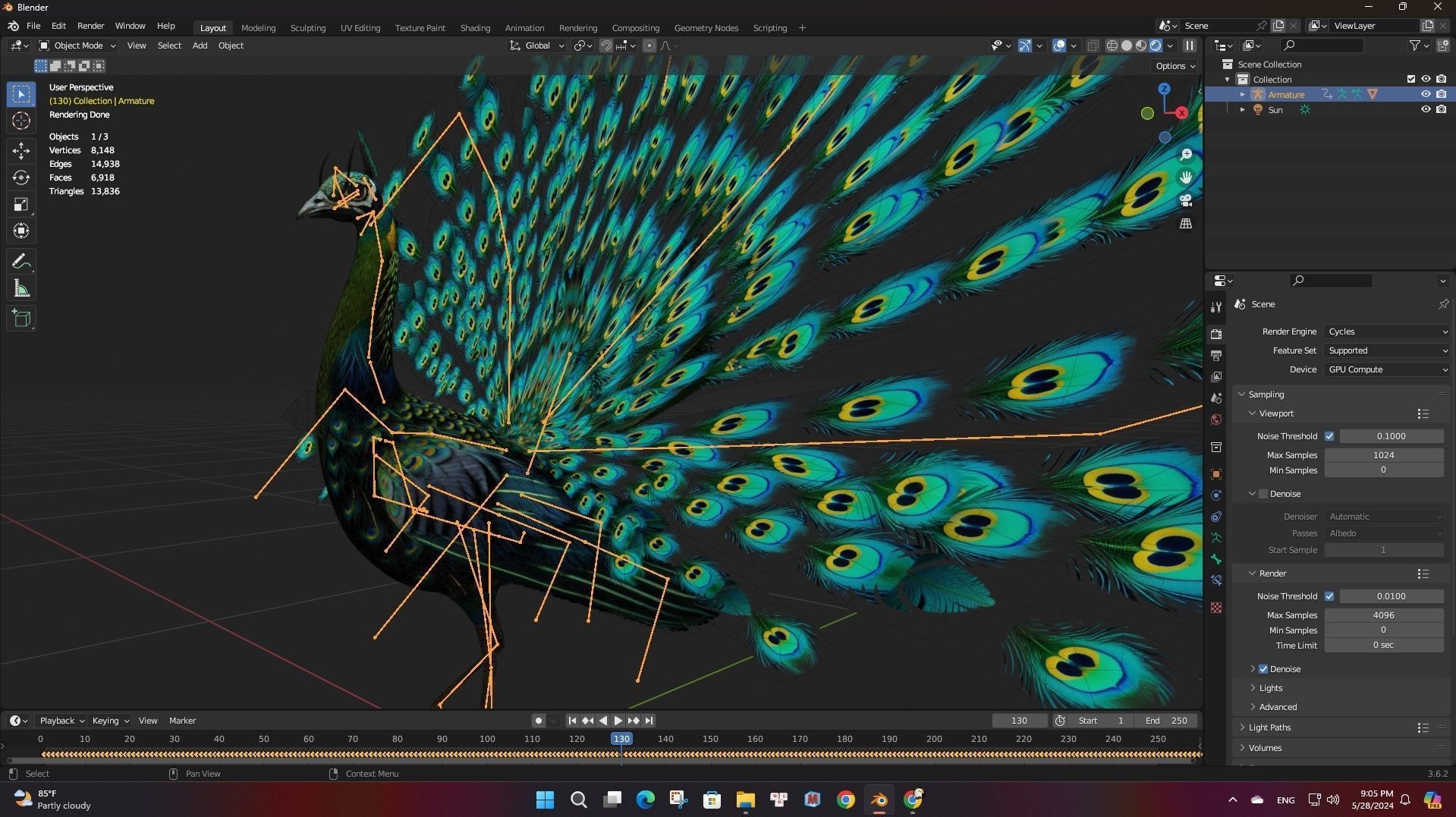 Peacock Black-A3 3D model_17