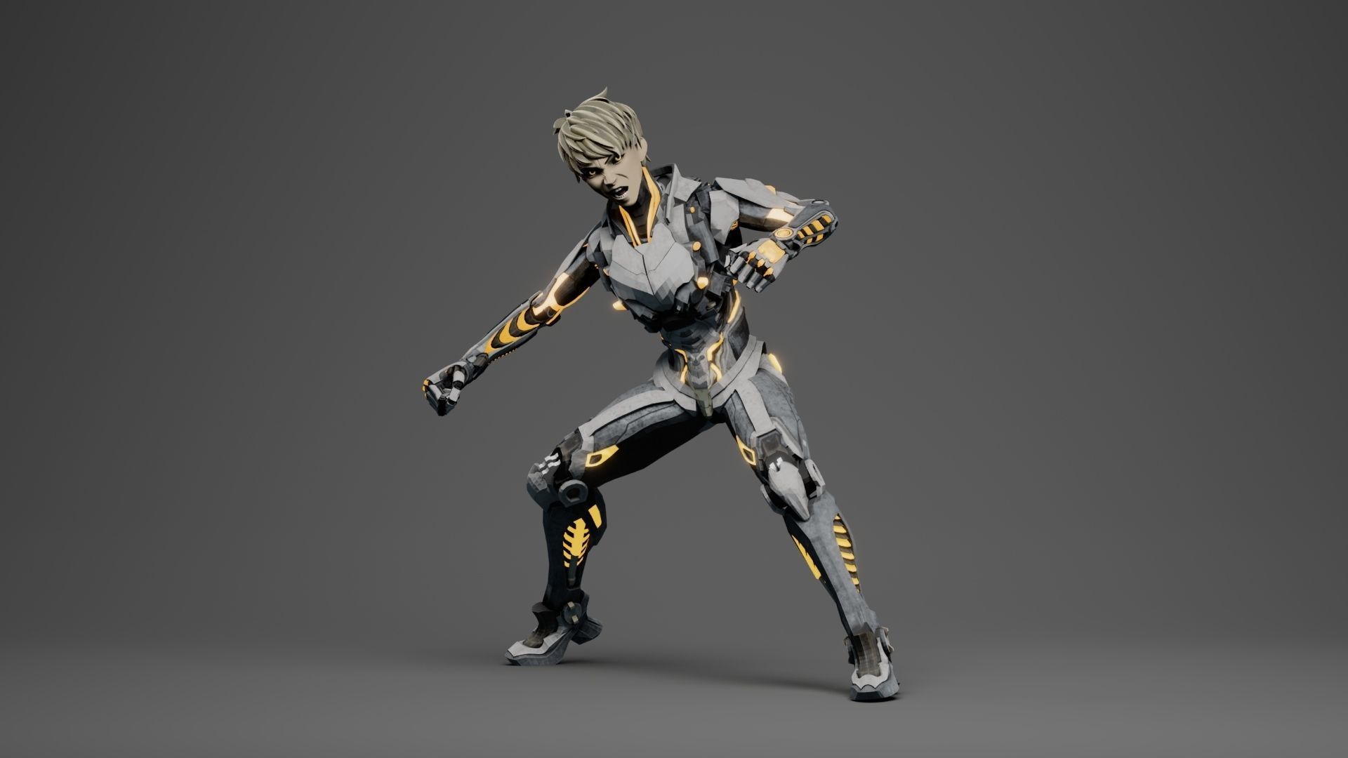Genos cyborg 3d character with RIG 3D model_6